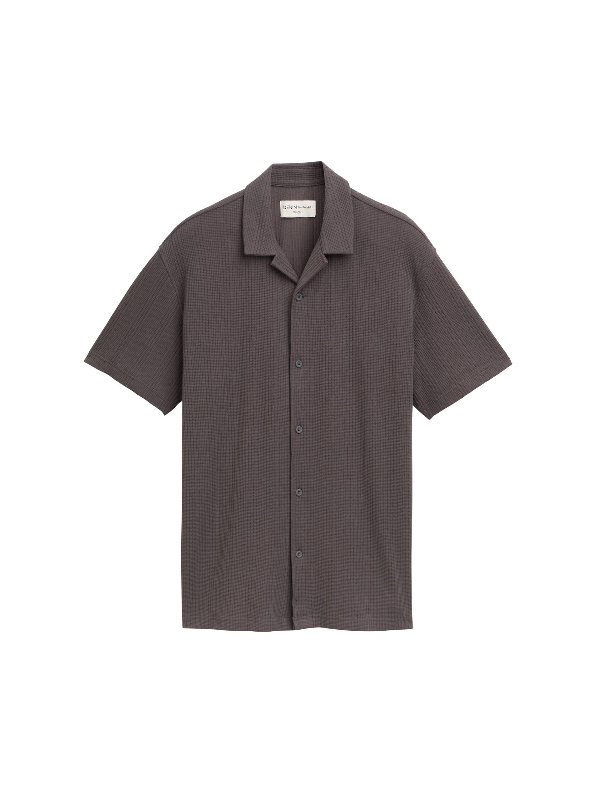 Denim Tom Tailor - Relaxed Fit Kurzarmhemd mit Struktur pavement grey - Gr. - S von Denim Tom Tailor