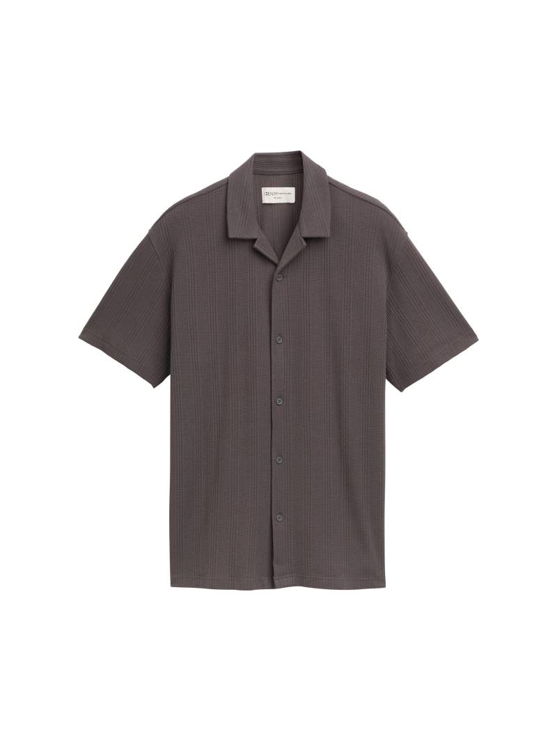 Denim Tom Tailor - Relaxed Fit Kurzarmhemd mit Struktur pavement grey - Gr. - S von Denim Tom Tailor