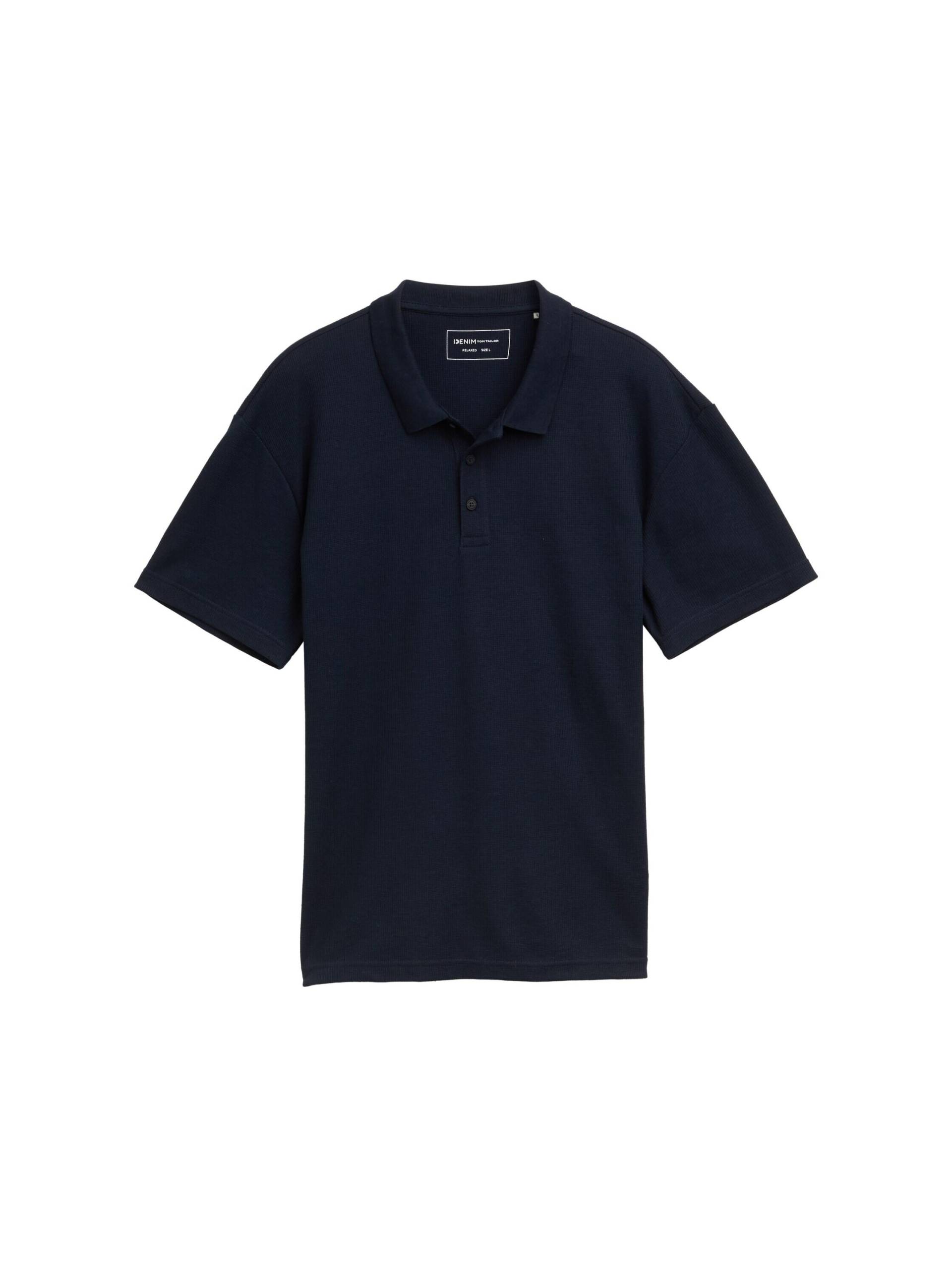 Denim Tom Tailor - Relaxed Fit Poloshirt in Waffel-Optik sky captain blue - Gr. - M von Denim Tom Tailor