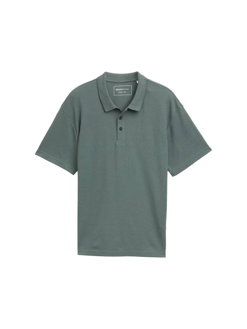 Denim Tom Tailor - Relaxed Fit Poloshirt in Waffel-Optik washed jasper green - Gr. - XXL von Denim Tom Tailor