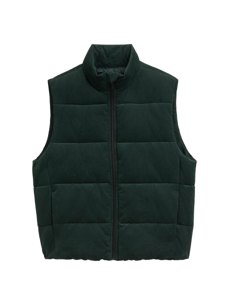 Denim Tom Tailor - Relaxed Fit Puffer-Weste aus Cord dark gable green - Gr. - L von Denim Tom Tailor