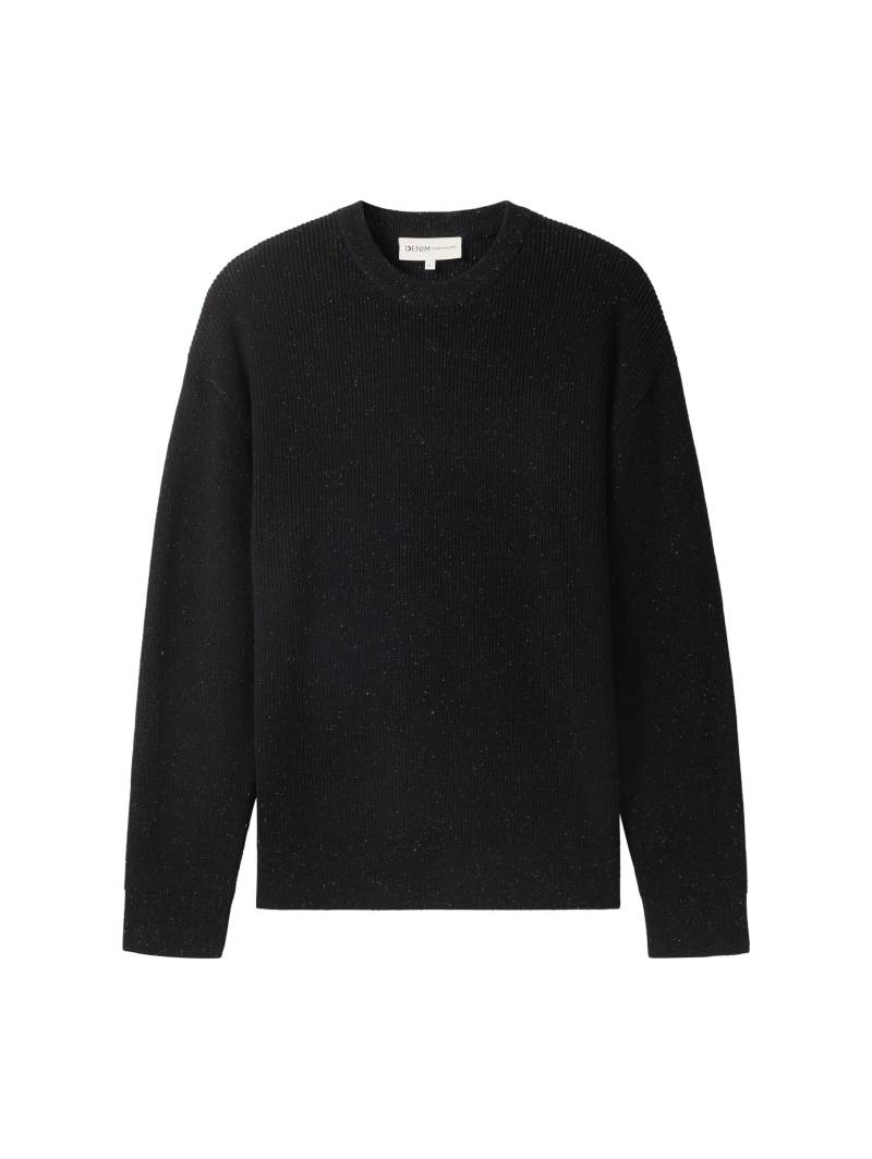 Denim Tom Tailor - Relaxed Fit Pullover aus Baumwolle black multicolor neps - Gr. - XXL von Denim Tom Tailor