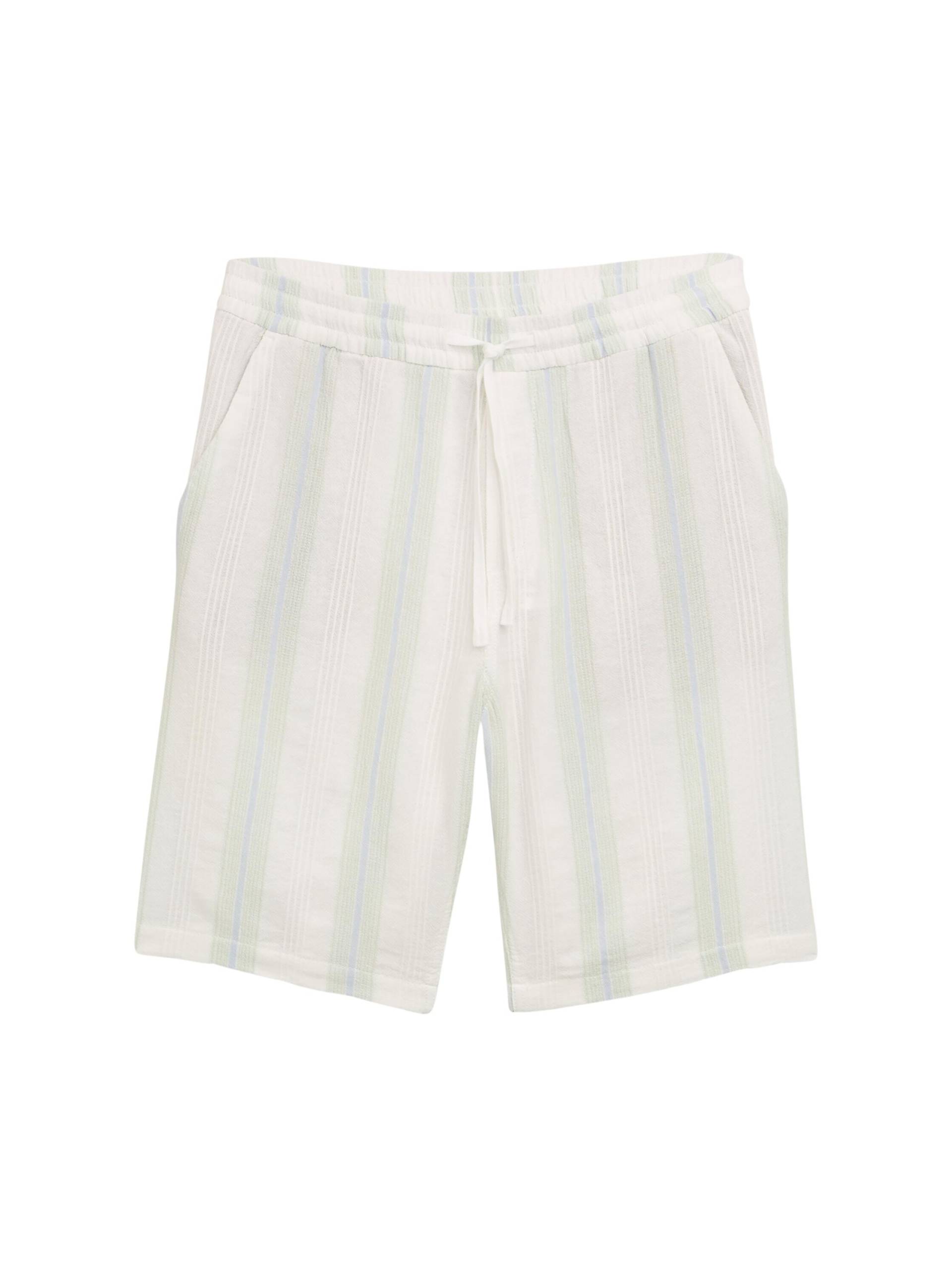 Denim Tom Tailor - Relaxed Fit Shorts aus Baumwolle off white big structure stripe - Gr. - S von Denim Tom Tailor