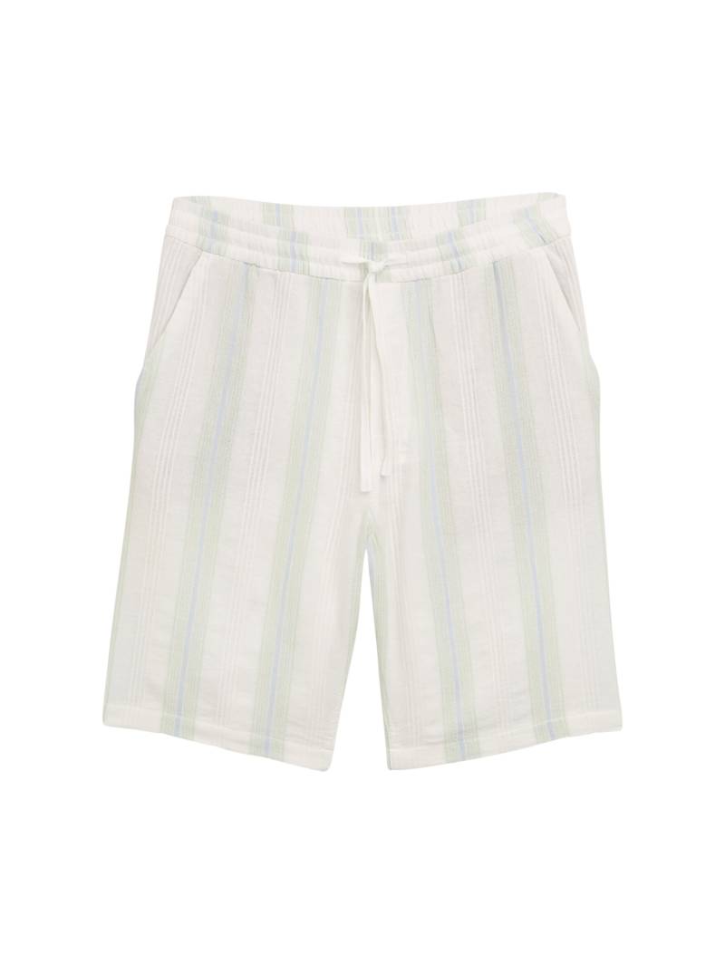 Denim Tom Tailor - Relaxed Fit Shorts aus Baumwolle off white big structure stripe - Gr. - S von Denim Tom Tailor
