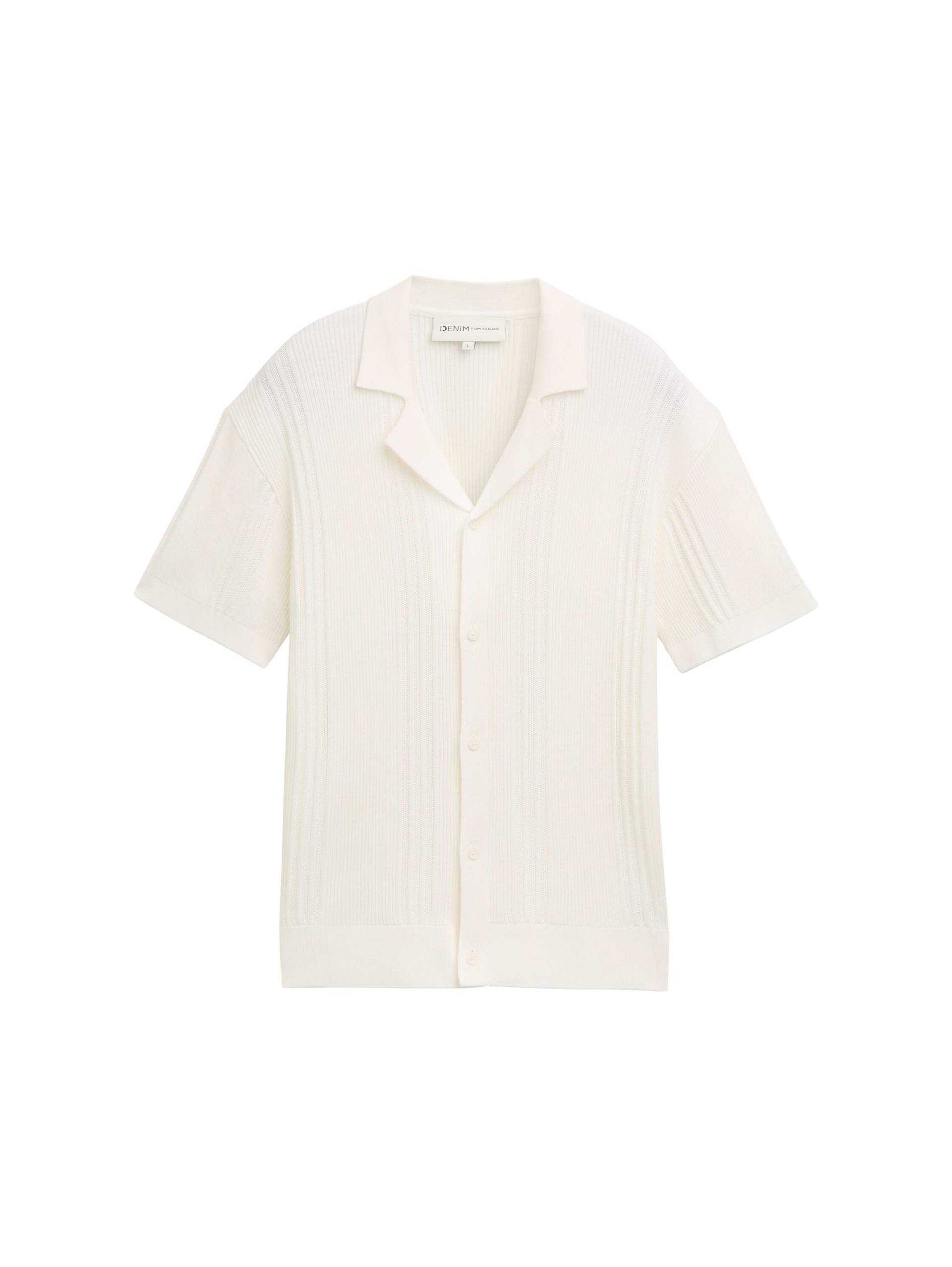 Denim Tom Tailor - Relaxed Fit Strickhemd im Polo-Look off white - Gr. - L von Denim Tom Tailor