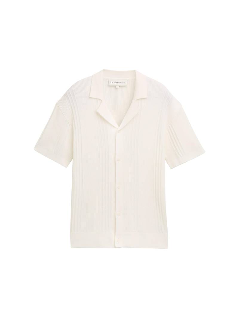 Denim Tom Tailor - Relaxed Fit Strickhemd im Polo-Look off white - Gr. - L von Denim Tom Tailor