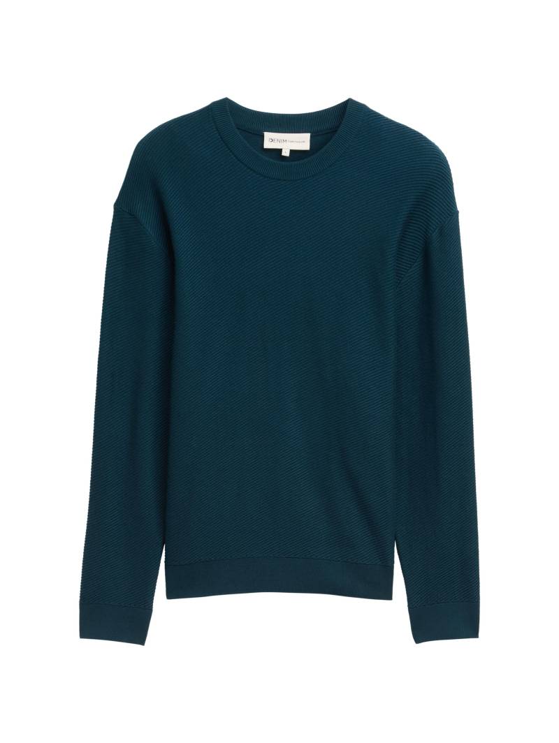 Denim Tom Tailor - Relaxed Fit Strickpullover deep pond green - Gr. - S von Denim Tom Tailor