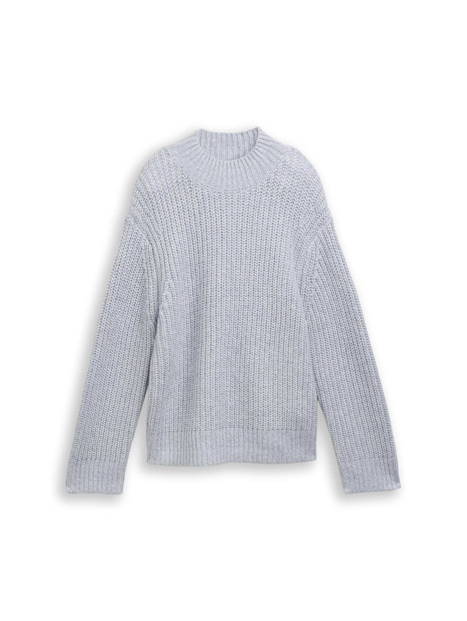 Denim Tom Tailor - Relaxed Fit Strickpullover mit Glitzer-Effekt cement grey mélange - Gr. - XS von Denim Tom Tailor