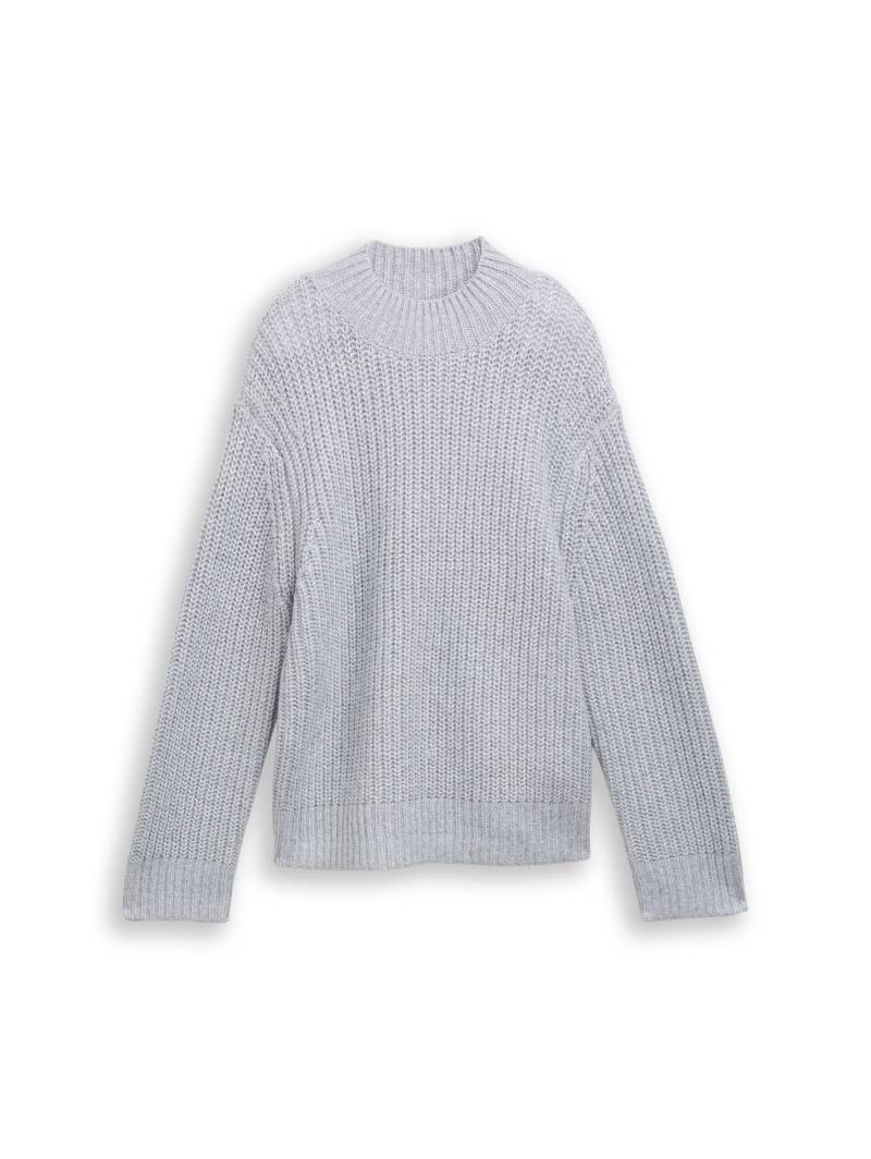 Denim Tom Tailor - Relaxed Fit Strickpullover mit Glitzer-Effekt cement grey mélange - Gr. - XS von Denim Tom Tailor