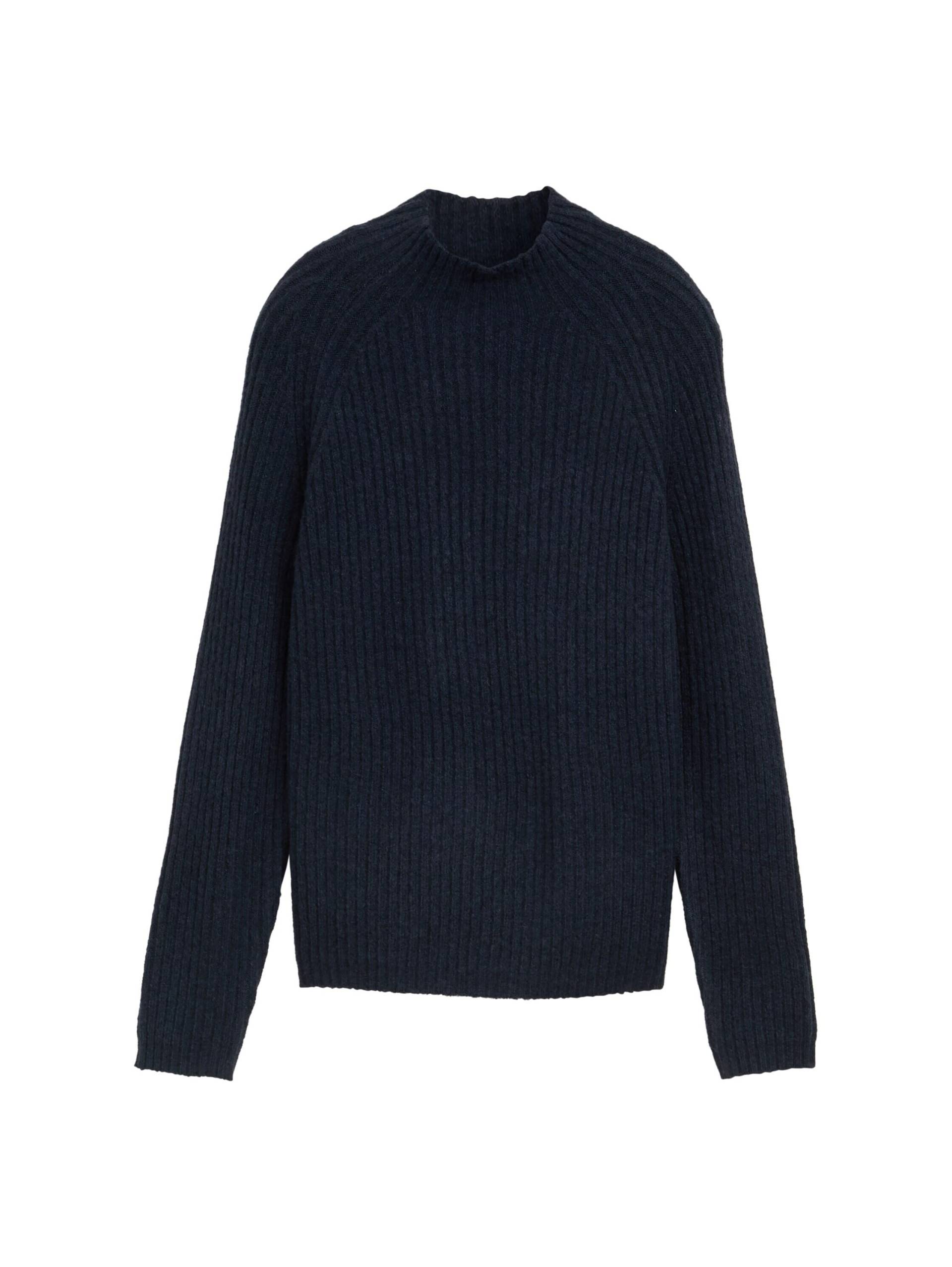 Denim Tom Tailor - Relaxed Fit Strickpullover mit Stehkragen dark blue melange - Gr. - XL von Denim Tom Tailor