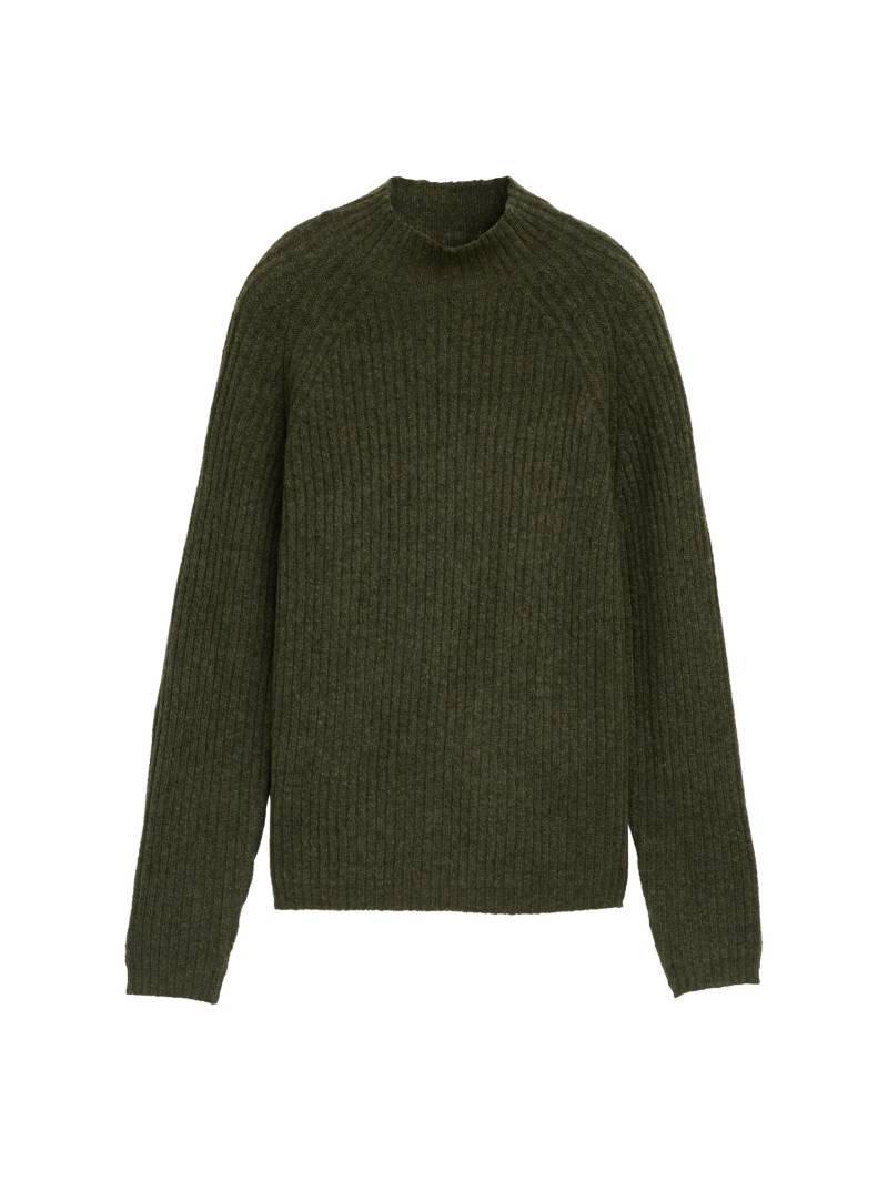 Denim Tom Tailor - Relaxed Fit Strickpullover mit Stehkragen grape leaf green melange - Gr. - XL von Denim Tom Tailor
