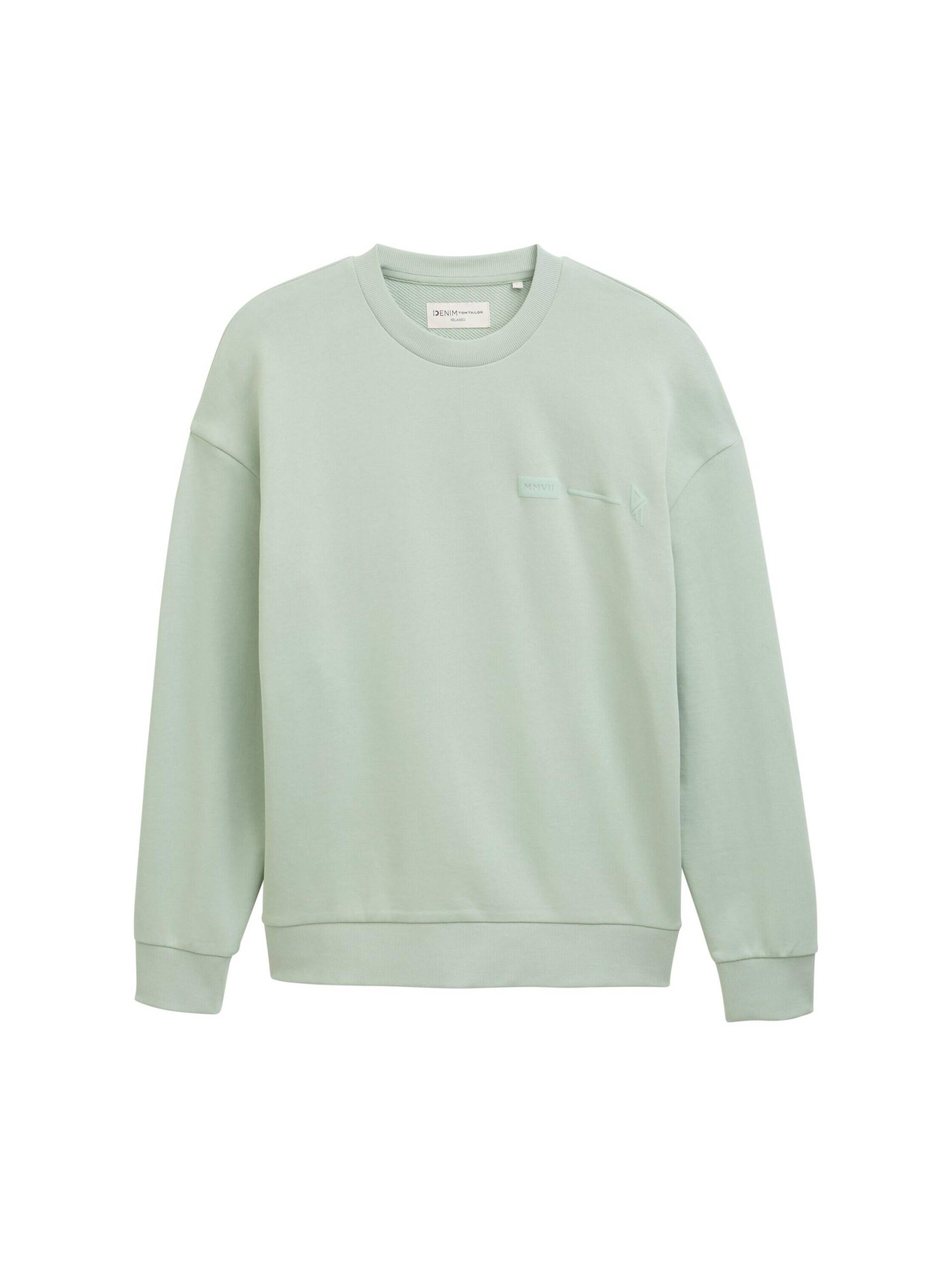 Denim Tom Tailor - Relaxed Fit Sweatshirt mit Rückenprint fresh mint green - Gr. - XL von Denim Tom Tailor