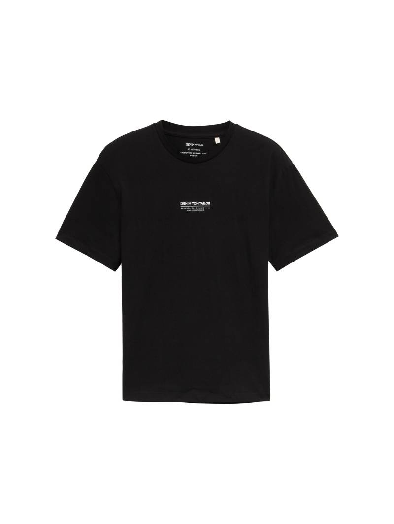 Denim Tom Tailor - Relaxed Fit T-Shirt aus Baumwolle black - Gr. - L von Denim Tom Tailor
