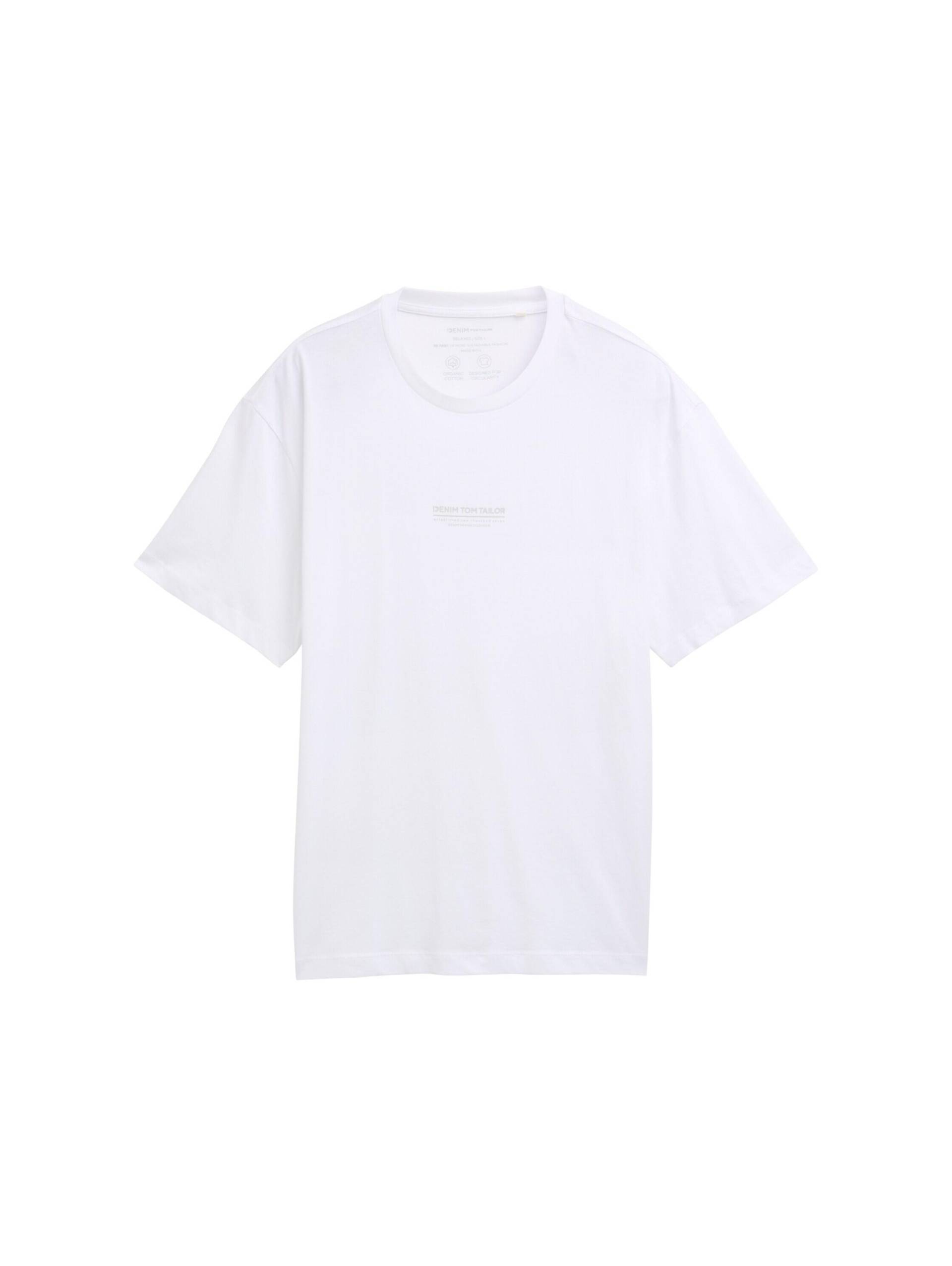 Denim Tom Tailor - Relaxed Fit T-Shirt aus Baumwolle white - Gr. - L von Denim Tom Tailor