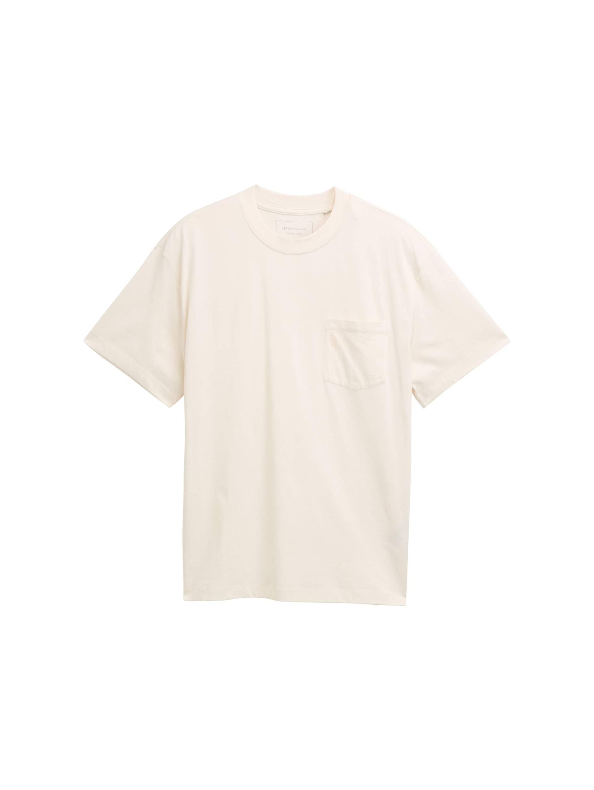 Denim Tom Tailor - Relaxed Fit T-Shirt mit Brusttasche gardenia white - Gr. - XXL von Denim Tom Tailor