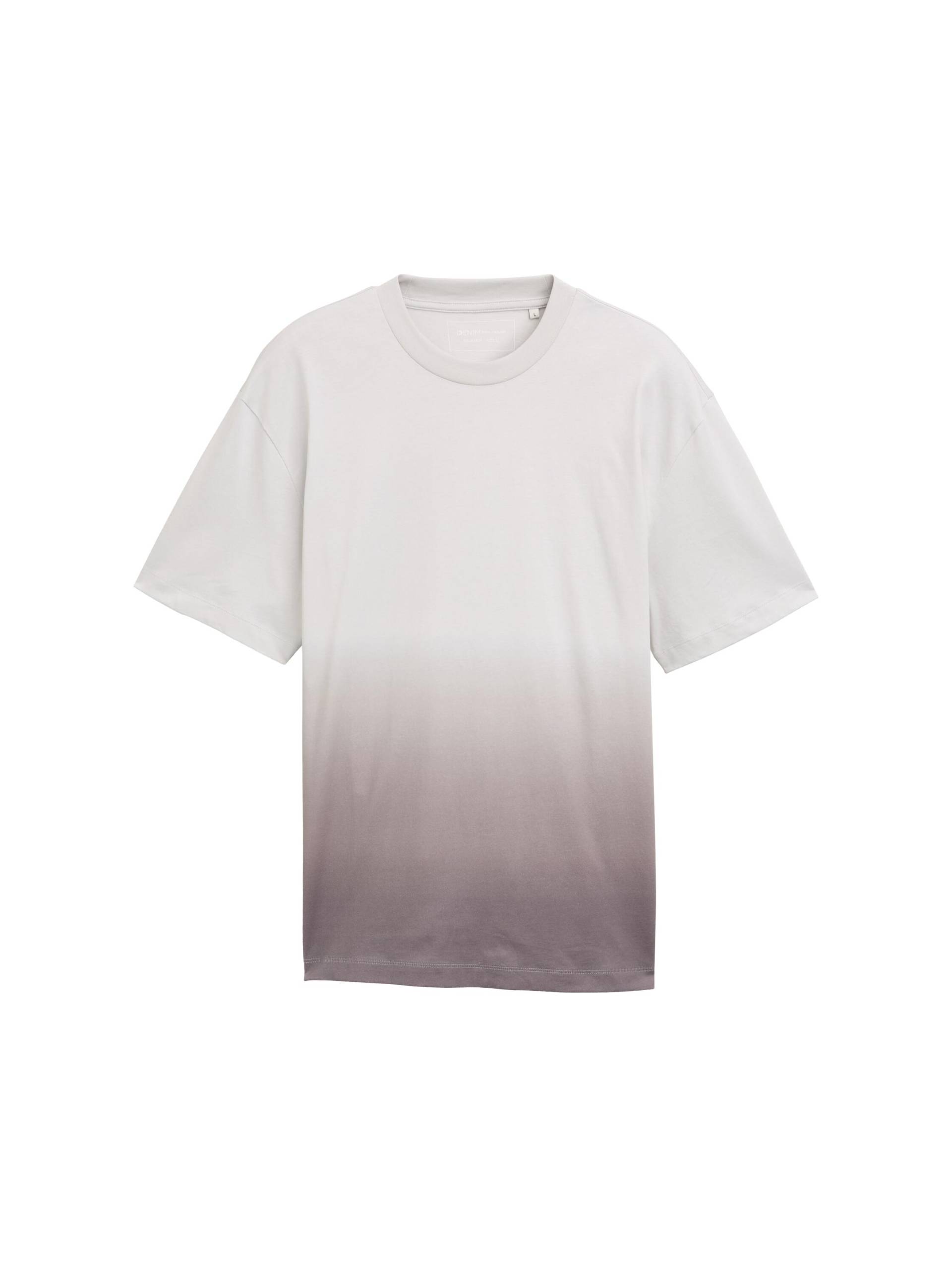 Denim Tom Tailor - Relaxed Fit T-Shirt mit Farbverlauf chalk grey - Gr. - L von Denim Tom Tailor