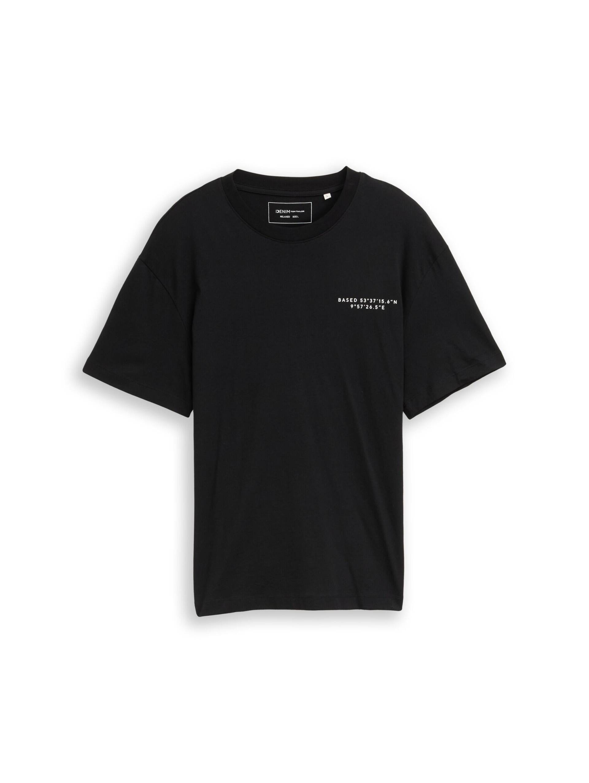 Denim Tom Tailor - Relaxed Fit T-Shirt mit Print black - Gr. - XL von Denim Tom Tailor