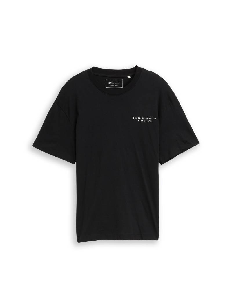 Denim Tom Tailor - Relaxed Fit T-Shirt mit Print black - Gr. - XL von Denim Tom Tailor