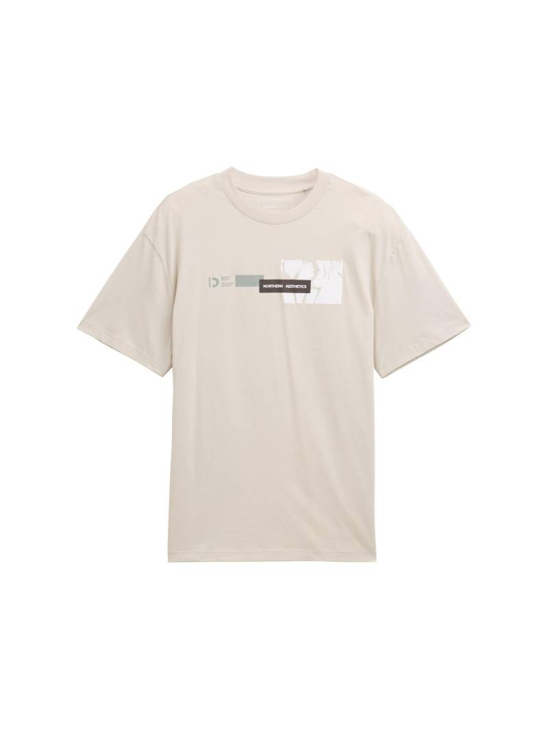 Denim Tom Tailor - Relaxed Fit T-Shirt mit Print chalk grey - Gr. - M von Denim Tom Tailor