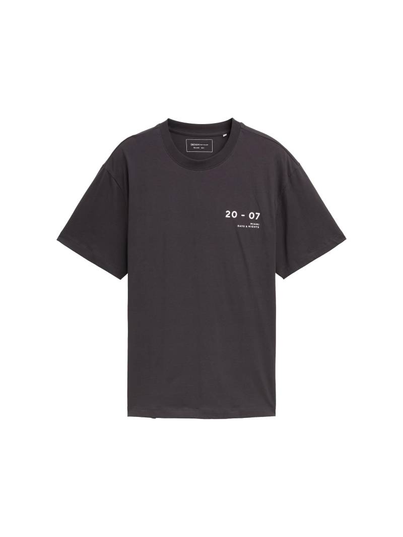 Denim Tom Tailor - Relaxed Fit T-Shirt mit Print coal grey - Gr. - S von Denim Tom Tailor