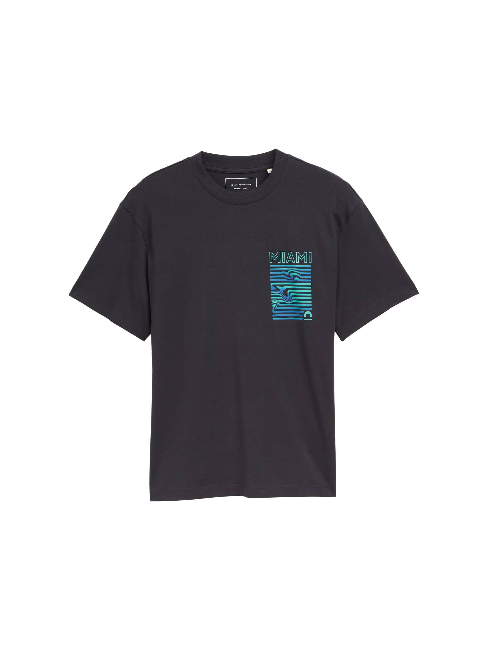 Denim Tom Tailor - Relaxed Fit T-Shirt mit Print coal grey - Gr. - XXL von Denim Tom Tailor