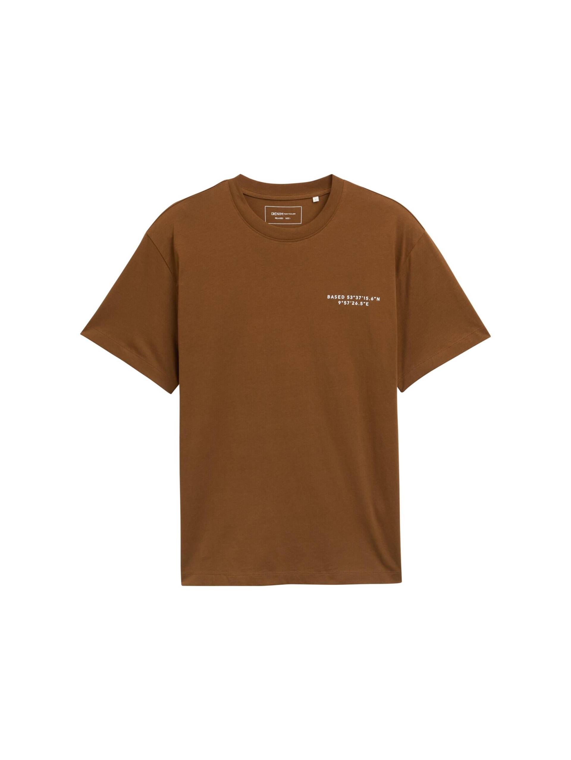 Denim Tom Tailor - Relaxed Fit T-Shirt mit Print golden clay - Gr. - M von Denim Tom Tailor