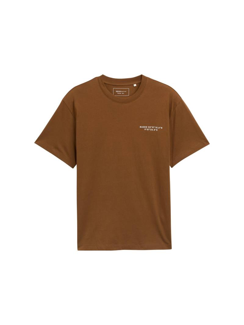 Denim Tom Tailor - Relaxed Fit T-Shirt mit Print golden clay - Gr. - S von Denim Tom Tailor