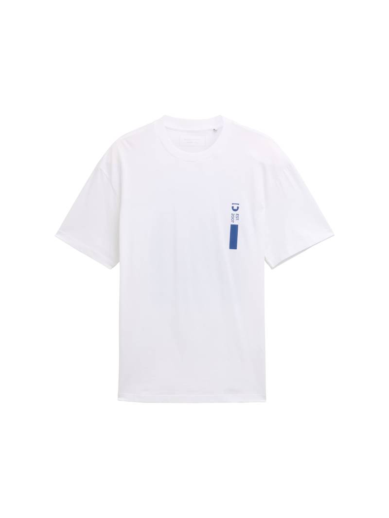 Denim Tom Tailor - Relaxed Fit T-Shirt mit Print white - Gr. - S von Denim Tom Tailor