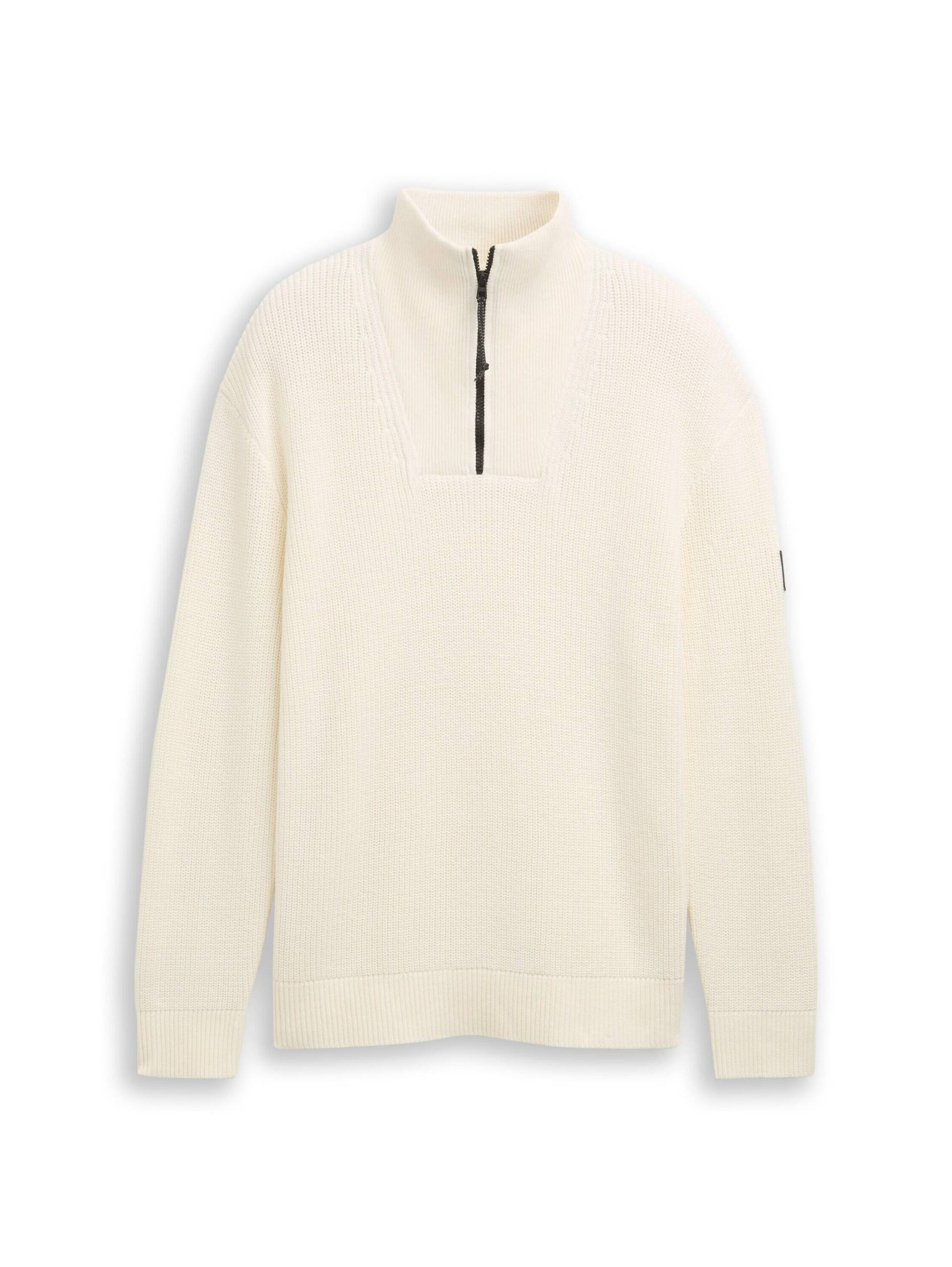 Denim Tom Tailor - Relaxed Fit Troyer Strickpullover wool white - Gr. - XXL von Denim Tom Tailor