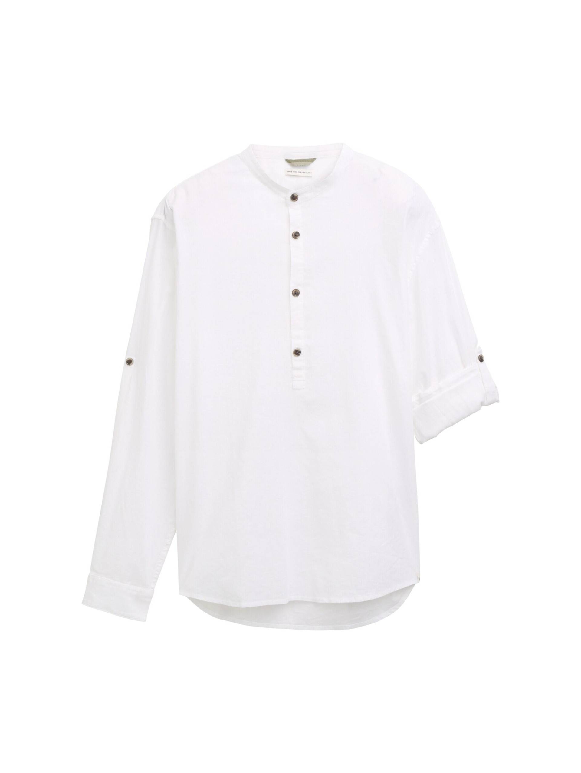 Denim Tom Tailor - Relaxed Fit Tunika Hemd mit Leinenanteil white - Gr. - XXL von Denim Tom Tailor