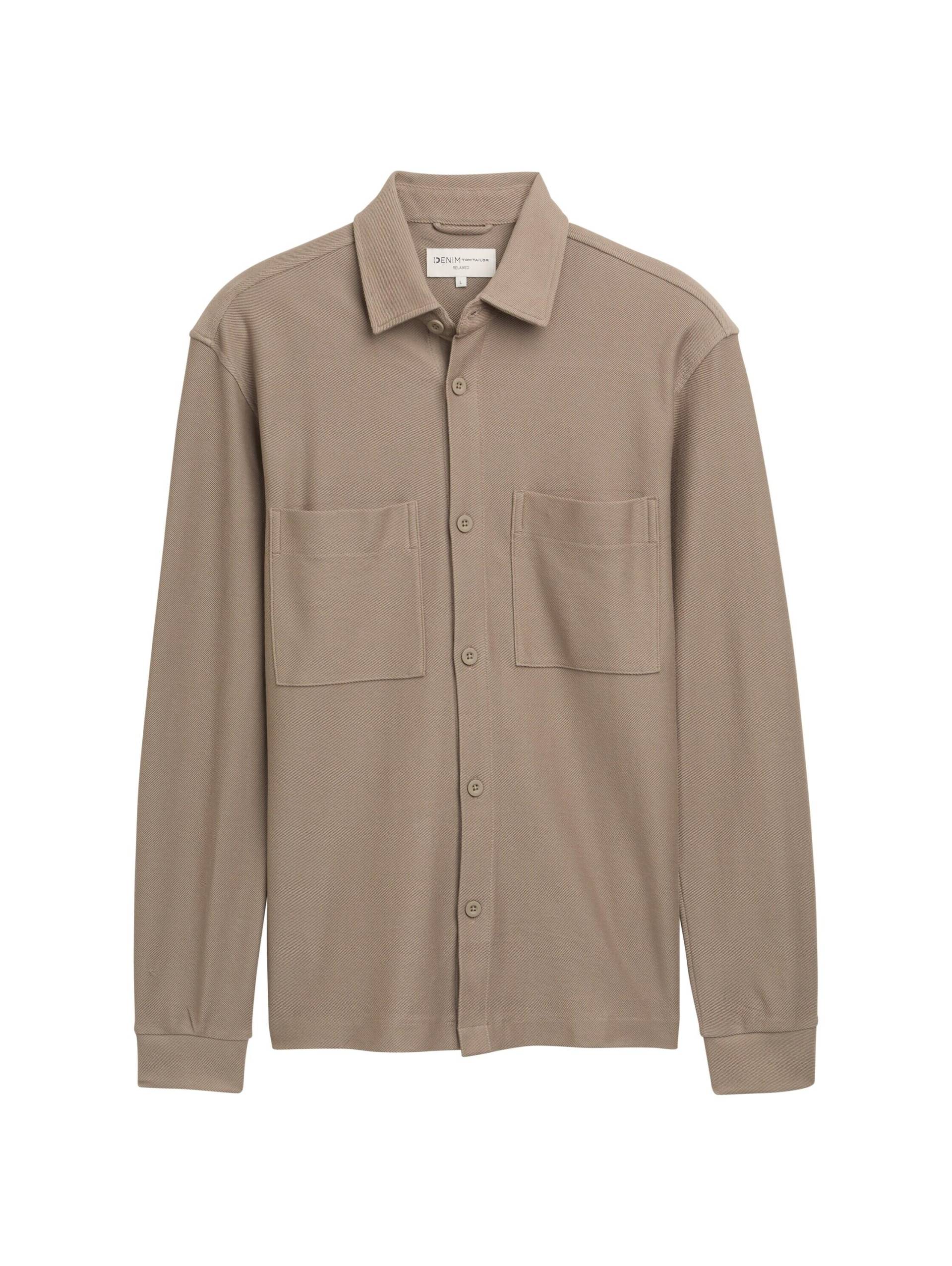 Denim Tom Tailor - Relaxed Fit Twill Hemd aus Baumwolle roasted nut brown - Gr. - M von Denim Tom Tailor