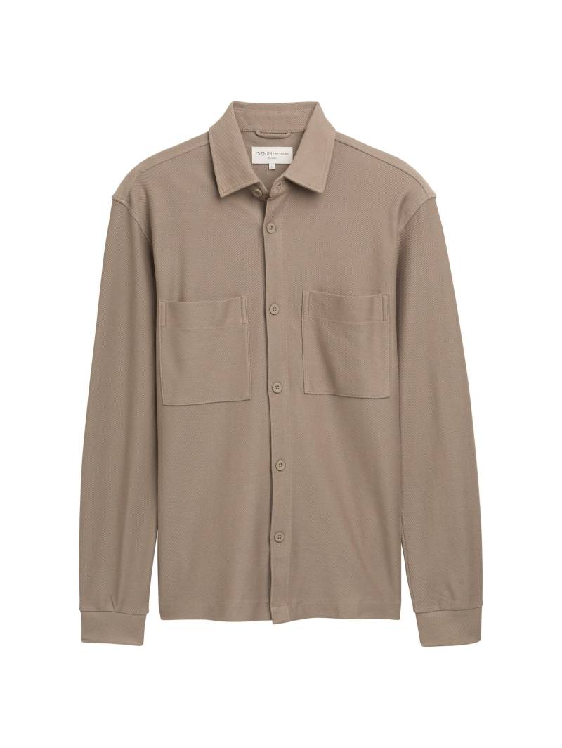 Denim Tom Tailor - Relaxed Fit Twill Hemd aus Baumwolle roasted nut brown - Gr. - S von Denim Tom Tailor