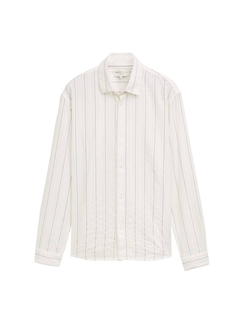 Denim Tom Tailor - Relaxed Fitted Hemd mit Streifenmuster off white structured stripe - Gr. - M von Denim Tom Tailor
