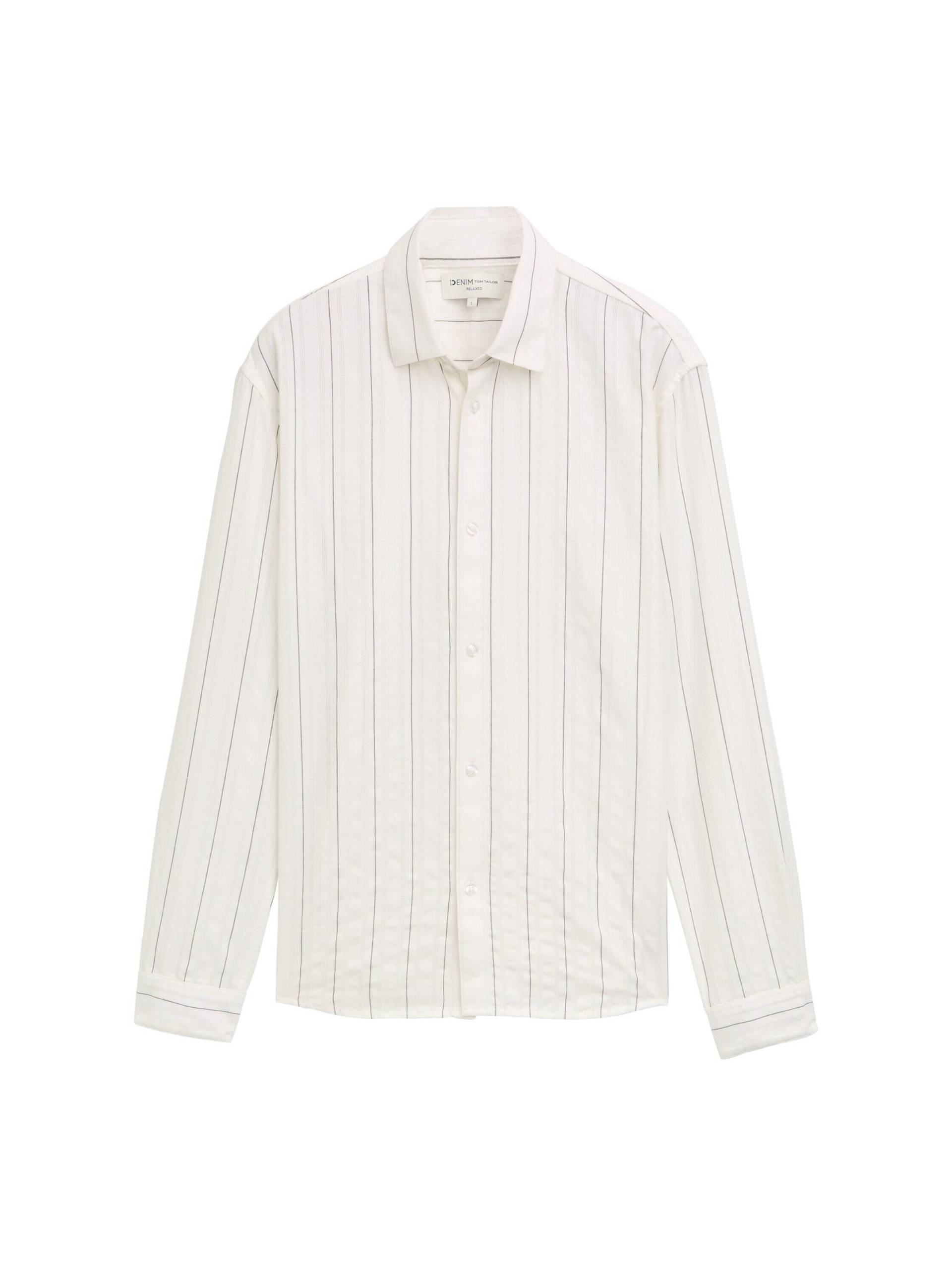 Denim Tom Tailor - Relaxed Fitted Hemd mit Streifenmuster off white structured stripe - Gr. - XXL von Denim Tom Tailor