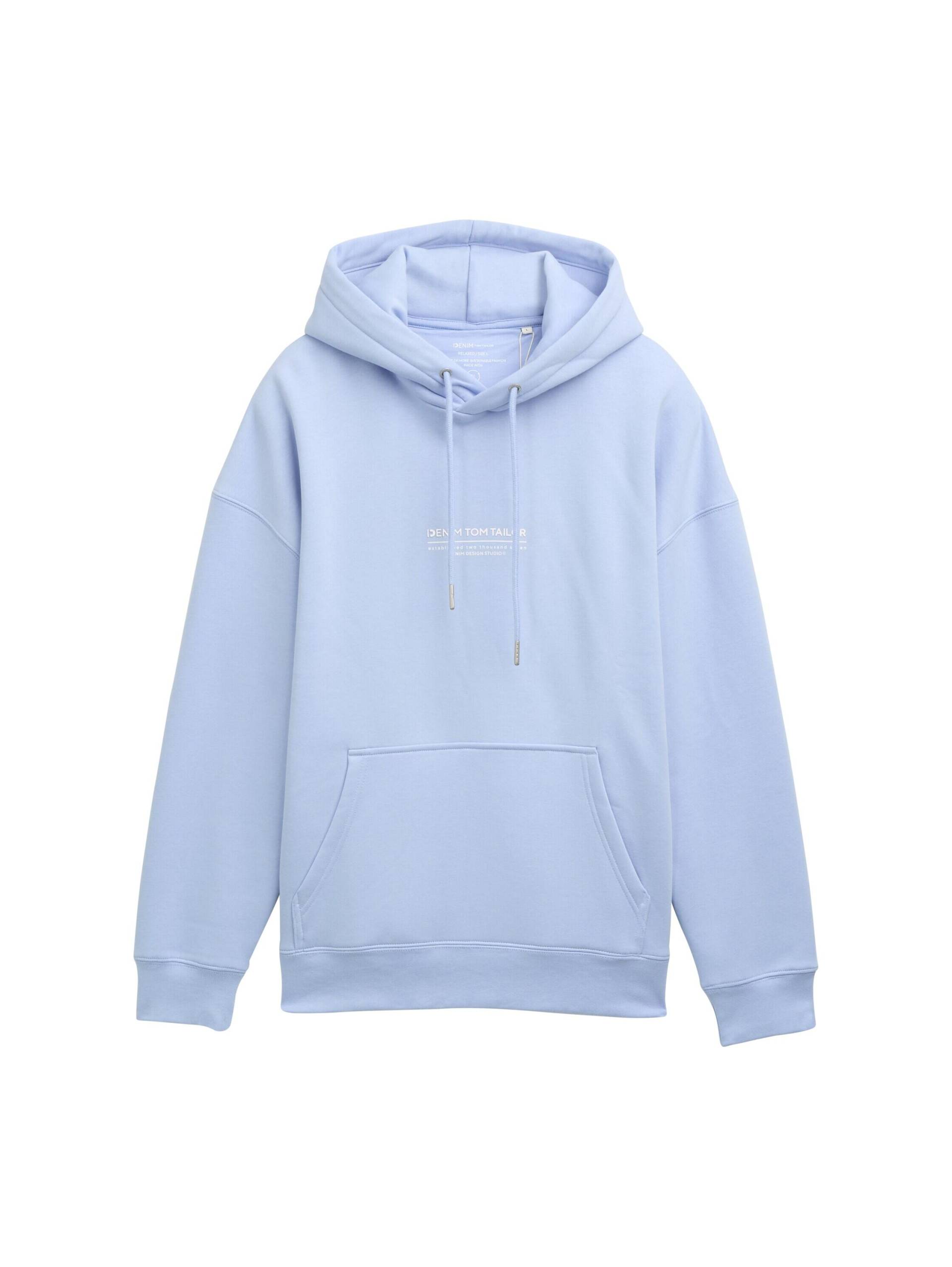 Denim Tom Tailor - Relaxed Hoodie Sweatshirt mit Logo-Print brunnera blue - Gr. - S von Denim Tom Tailor