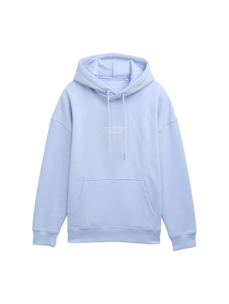 Denim Tom Tailor - Relaxed Hoodie Sweatshirt mit Logo-Print brunnera blue - Gr. - S von Denim Tom Tailor