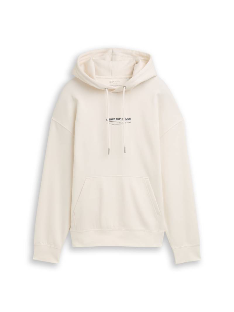 Denim Tom Tailor - Relaxed Hoodie Sweatshirt mit Logo-Print gardenia white - Gr. - XXL von Denim Tom Tailor