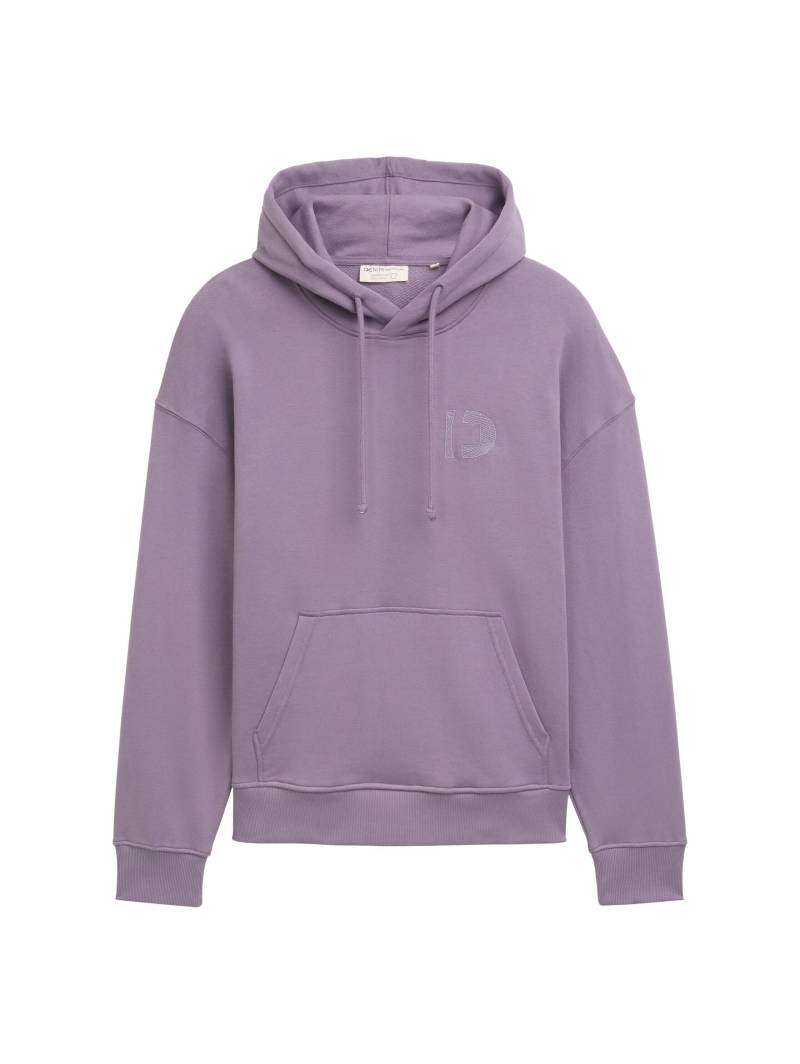 Denim Tom Tailor - Relaxed Hoodie Sweatshirt mit Logo-Stickerei foggy purple - Gr. - S von Denim Tom Tailor