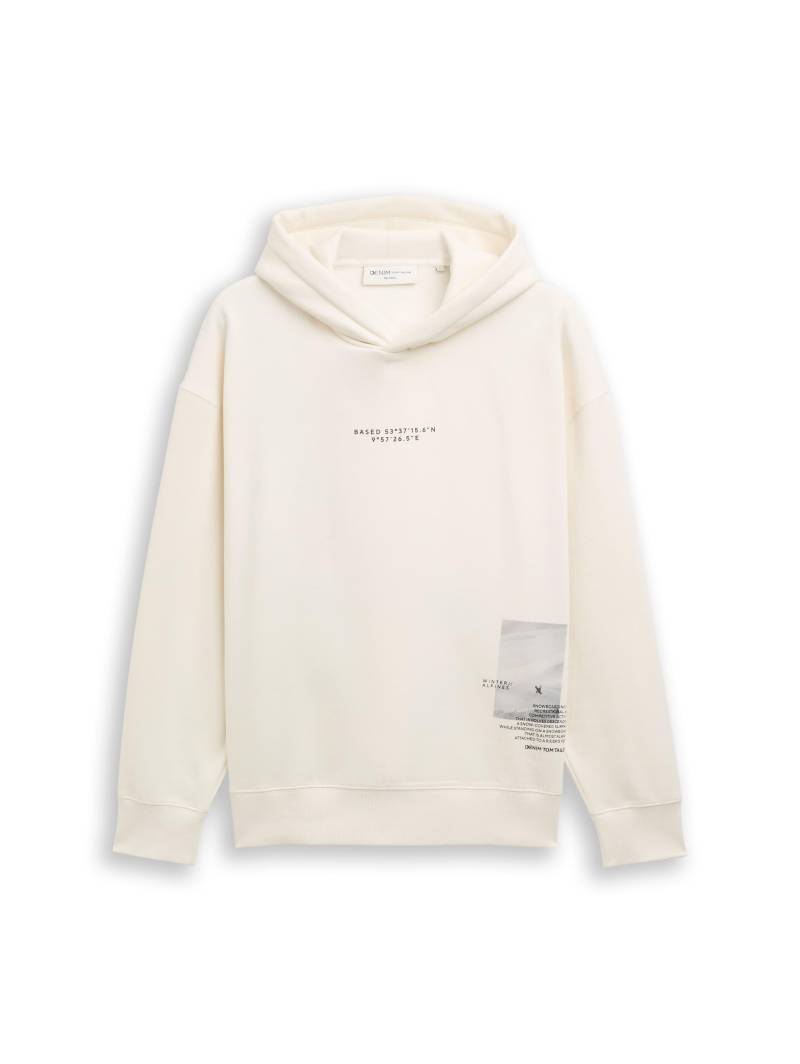 Denim Tom Tailor - Relaxed Hoodie Sweatshirt mit Print wool white - Gr. - XXL von Denim Tom Tailor