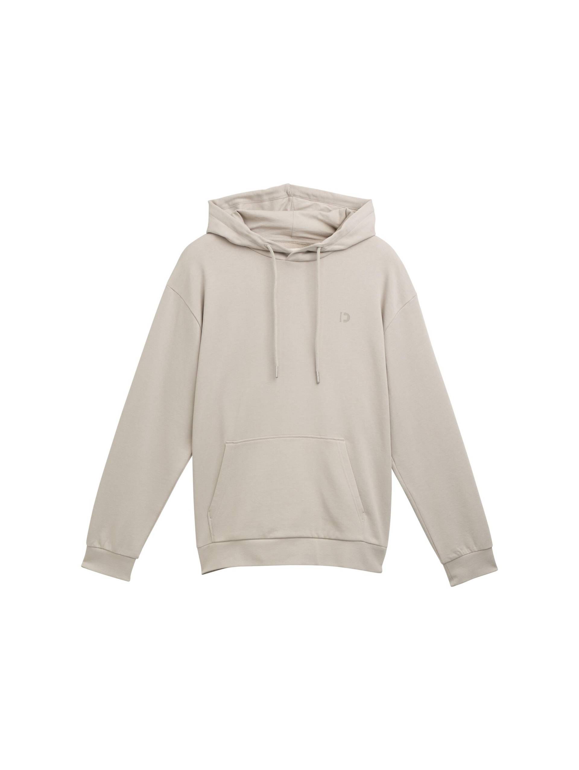 Denim Tom Tailor - Relaxed Hoodie mit Logo-Print light dove grey - Gr. - L von Denim Tom Tailor