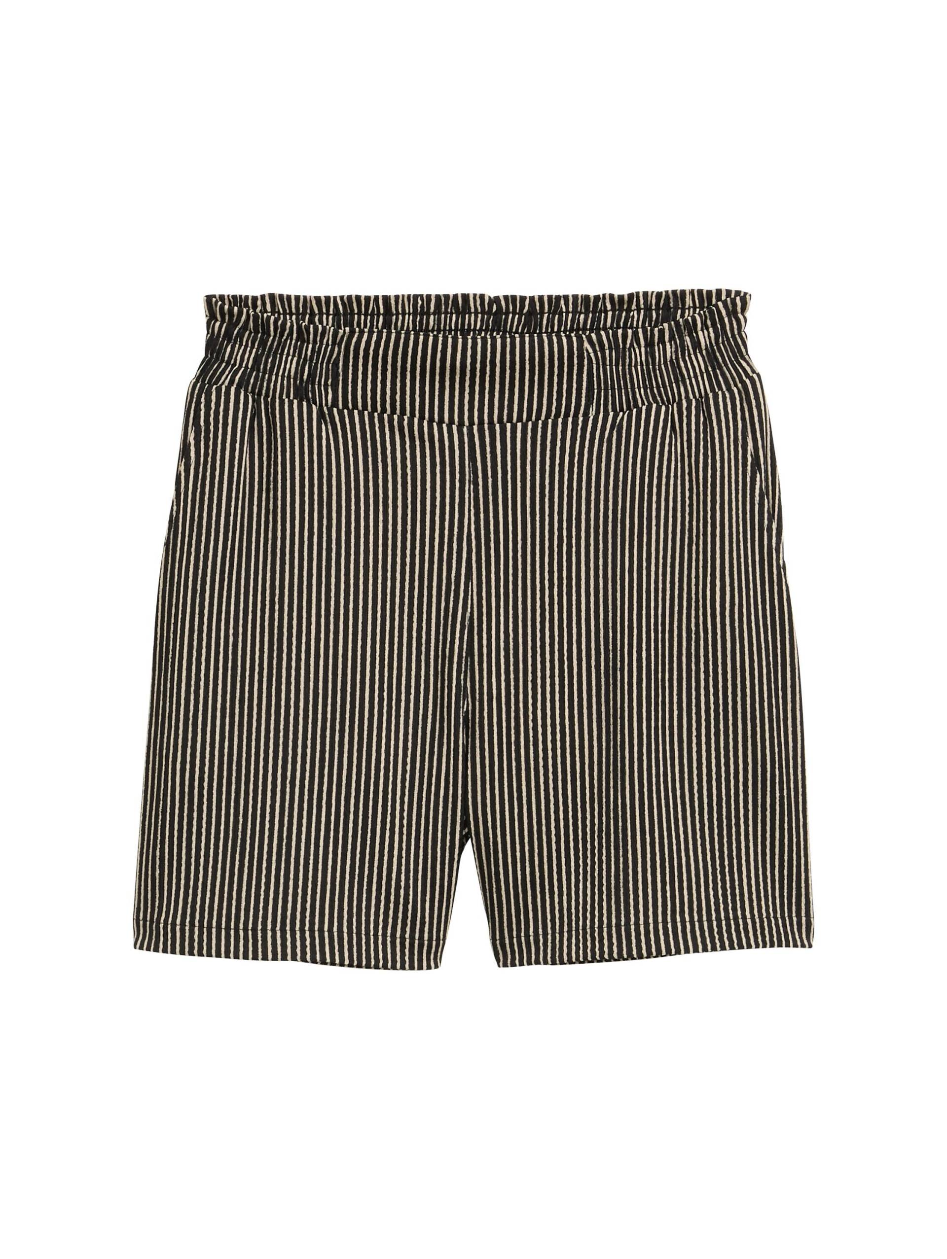 Denim Tom Tailor - Relaxed Jacquard Shorts black beige stripe - Gr. - XS von Denim Tom Tailor