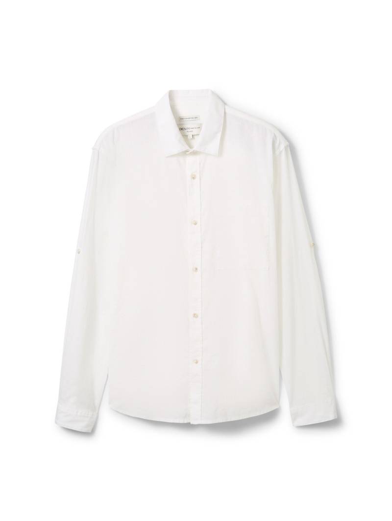 Denim Tom Tailor - Relaxed Langarmshirt white - Gr. - L von Denim Tom Tailor