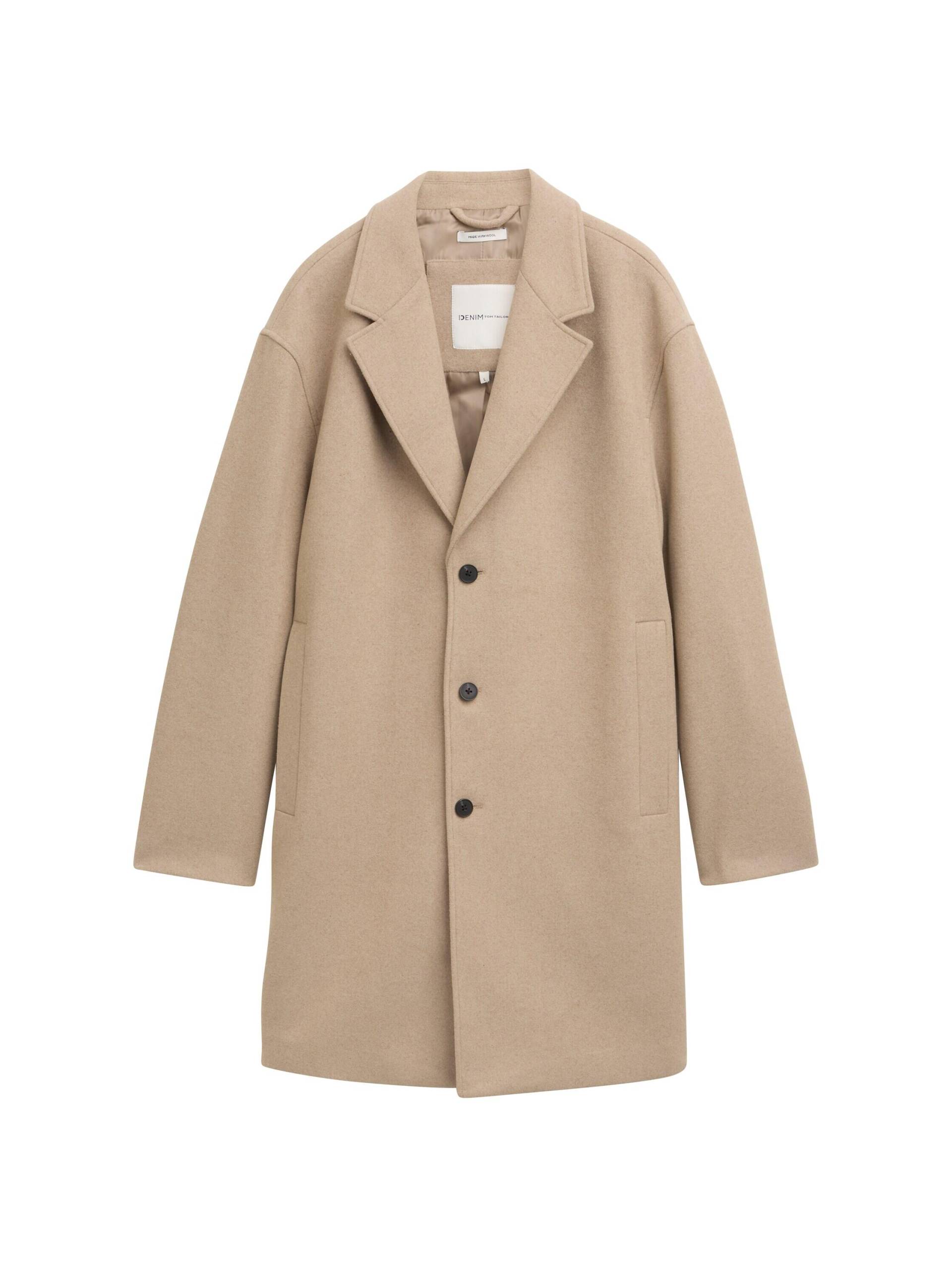 Denim Tom Tailor - Relaxed Mantel mit Wollanteil foggy beige melange - Gr. - L von Denim Tom Tailor