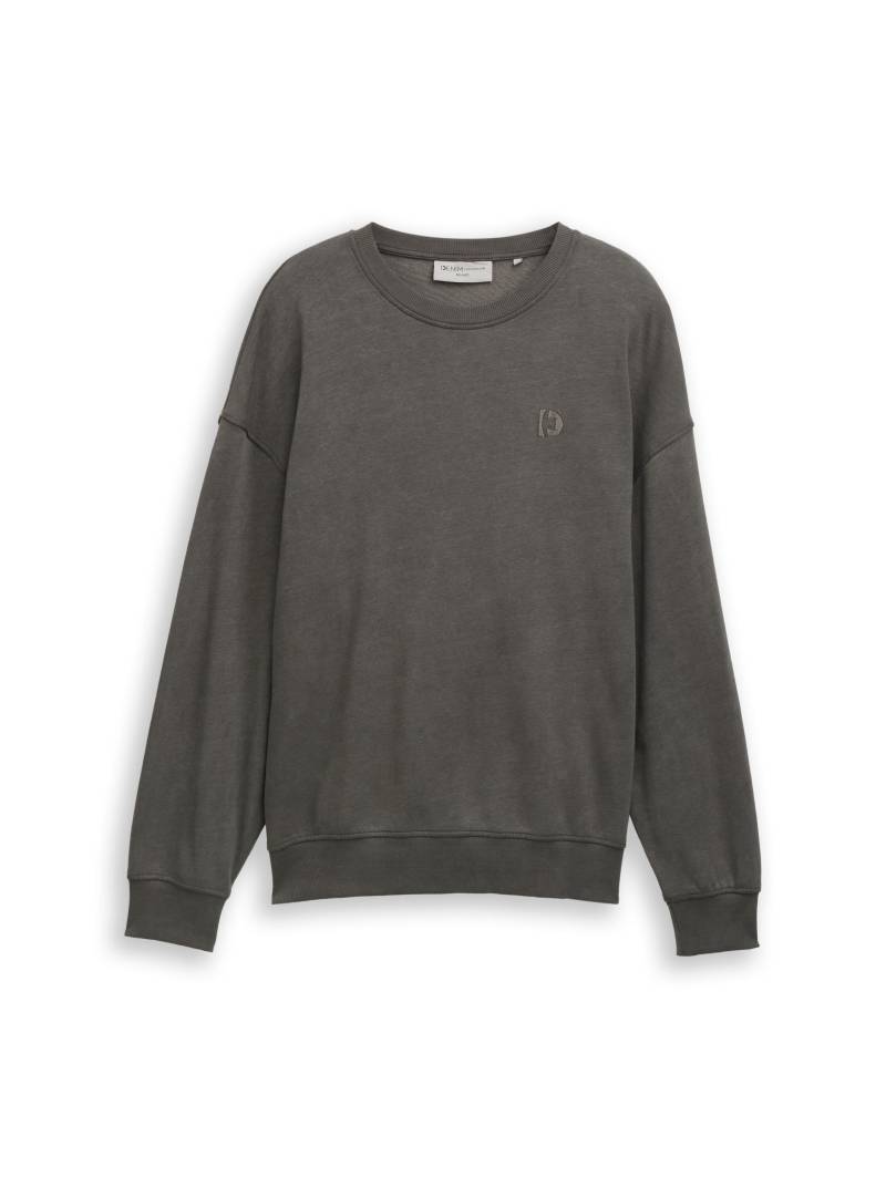 Denim Tom Tailor - Relaxed Overdyed Sweatshirt black - Gr. - L von Denim Tom Tailor