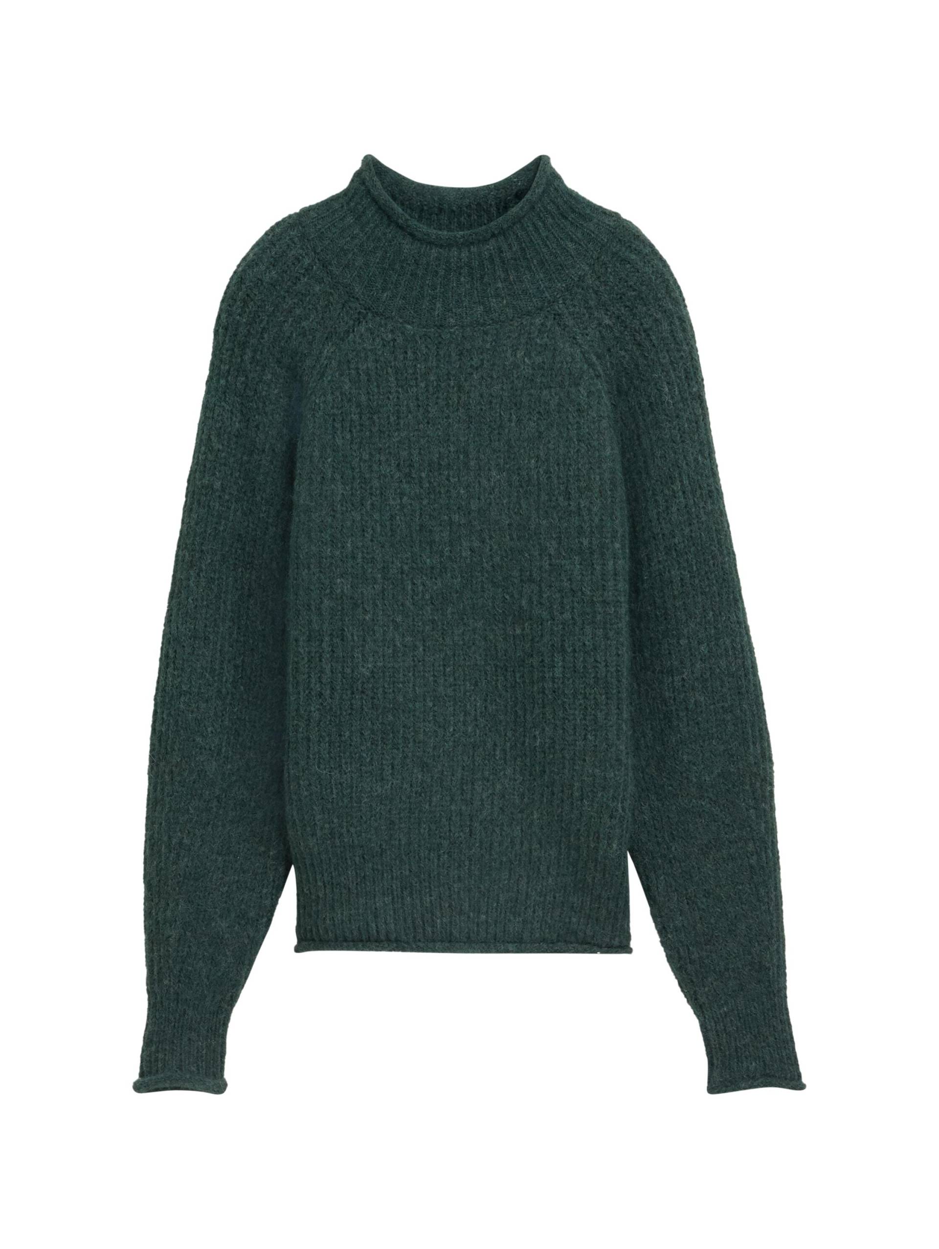 Denim Tom Tailor - Relaxed Pullover mit Stehkragen midnight forest green mélange - Gr. - M von Denim Tom Tailor
