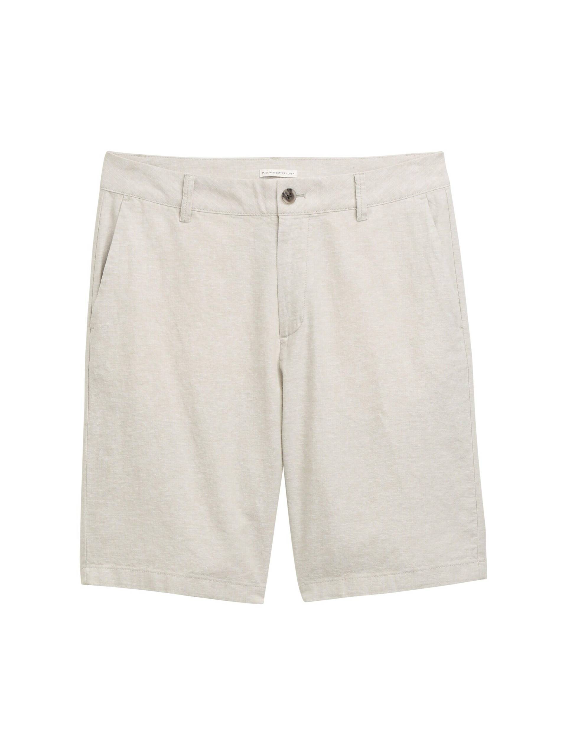 Denim Tom Tailor - Relaxed Shorts mit Leinenanteil beige abbey stone chambray - Gr. - S von Denim Tom Tailor