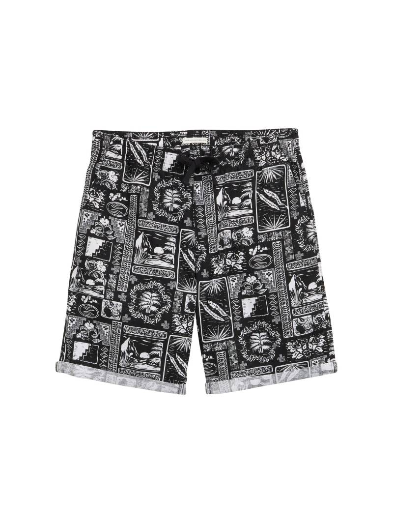 Denim Tom Tailor - Relaxed Shorts mit Leinenanteil black white hawai print - Gr. - M von Denim Tom Tailor