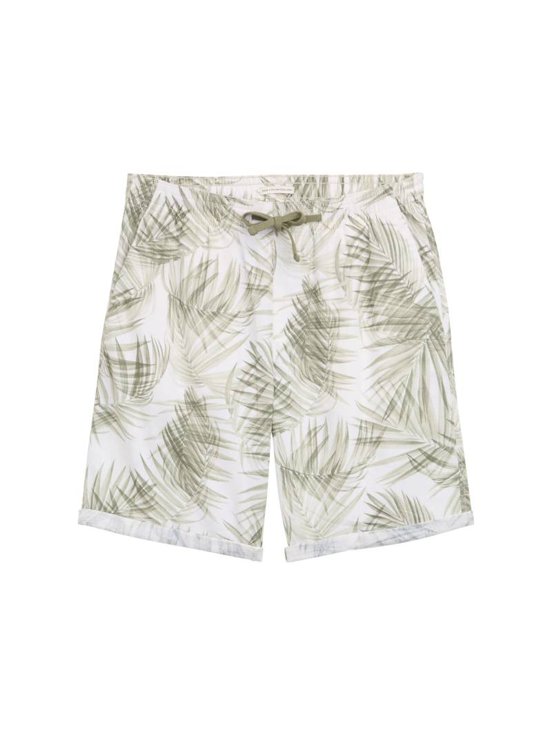 Denim Tom Tailor - Relaxed Shorts mit Leinenanteil white green watery palm print - Gr. - XL von Denim Tom Tailor
