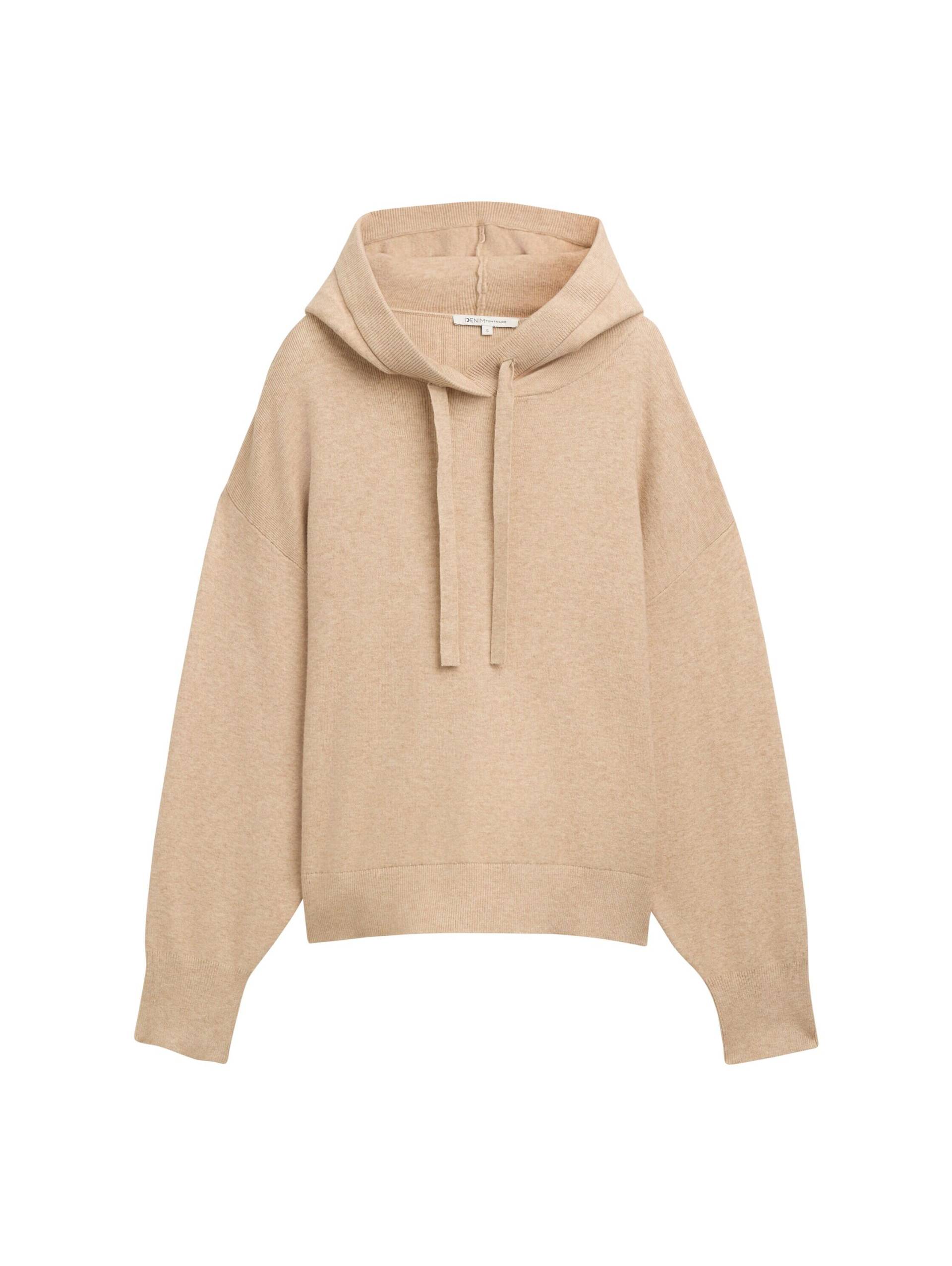 Denim Tom Tailor - Relaxed Strickpullover mit Kapuze light camel melange - Gr. - XL von Denim Tom Tailor