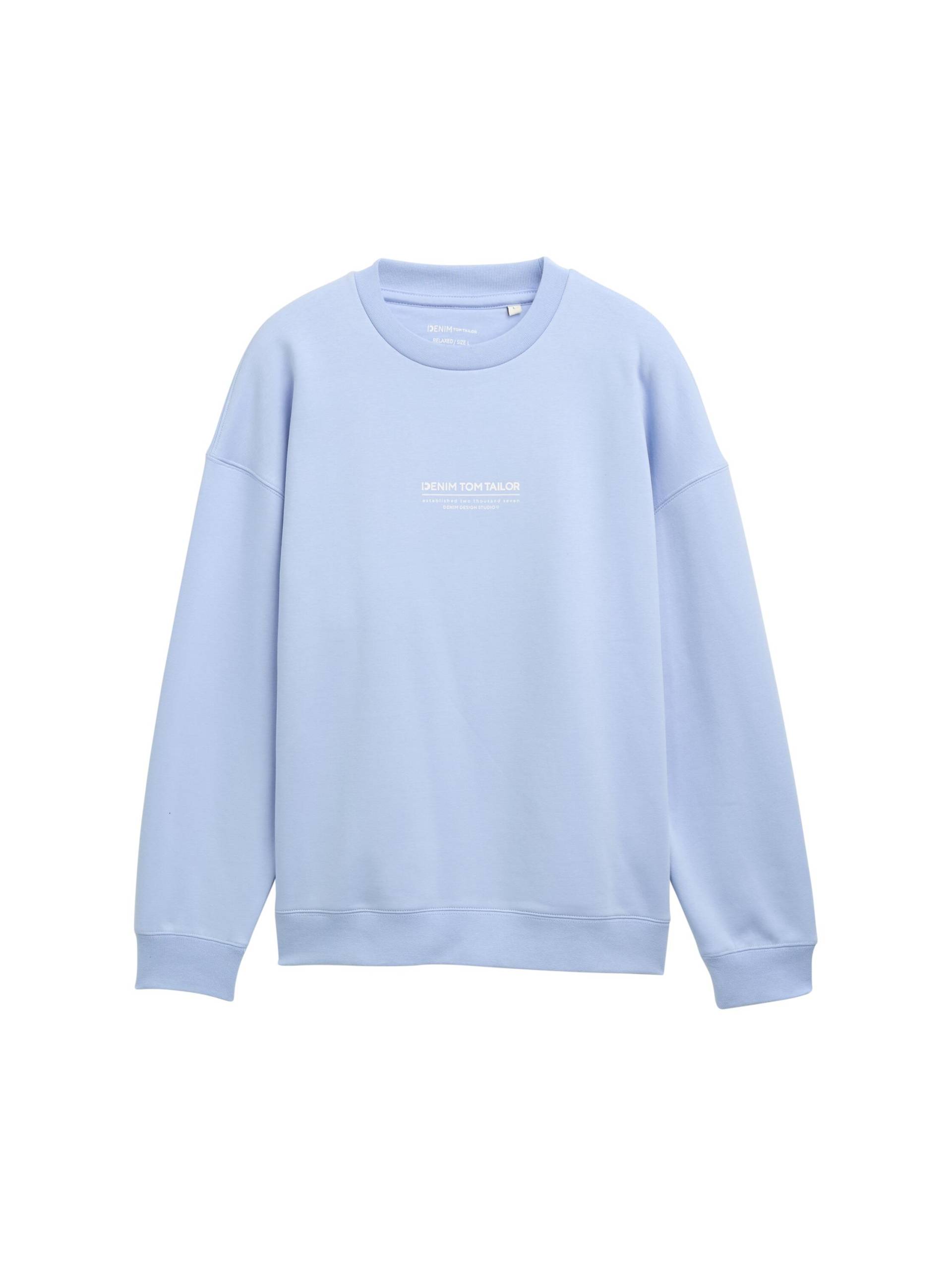 Denim Tom Tailor - Relaxed Sweatshirt mit Logo-Print brunnera blue - Gr. - XXL von Denim Tom Tailor